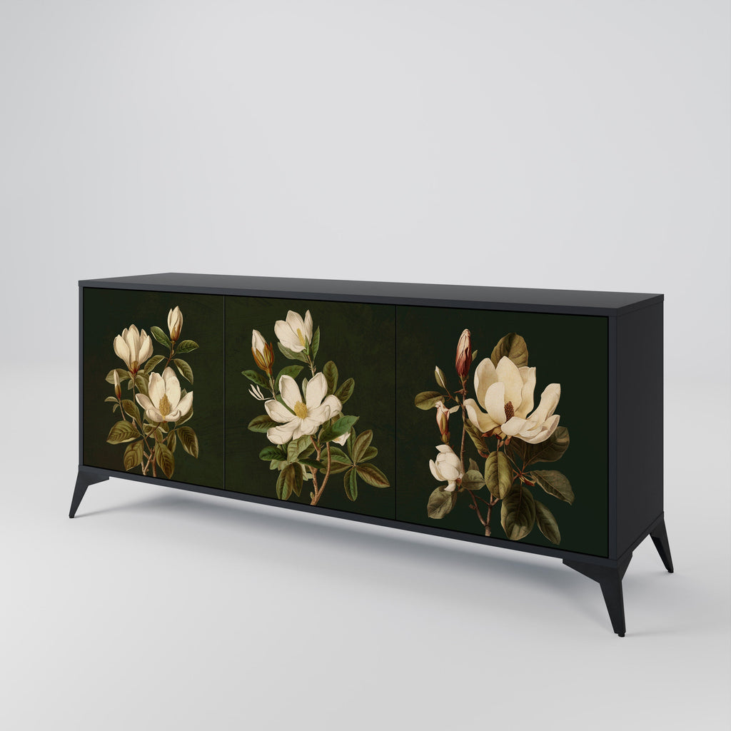 Buffet 3 portes FLORAL NOIR finition noire