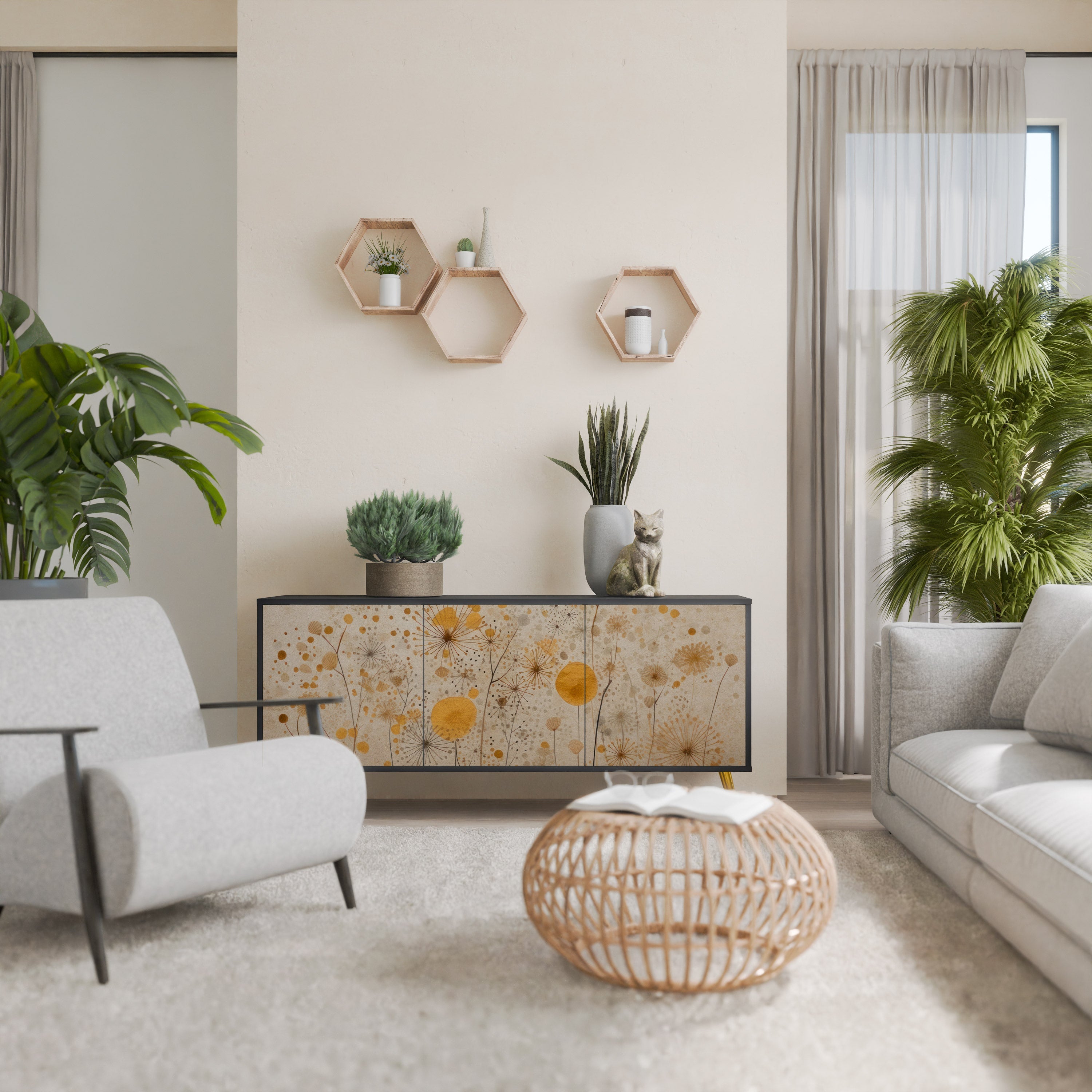 Buffet 3 portes MORNING GLADE en finition noire