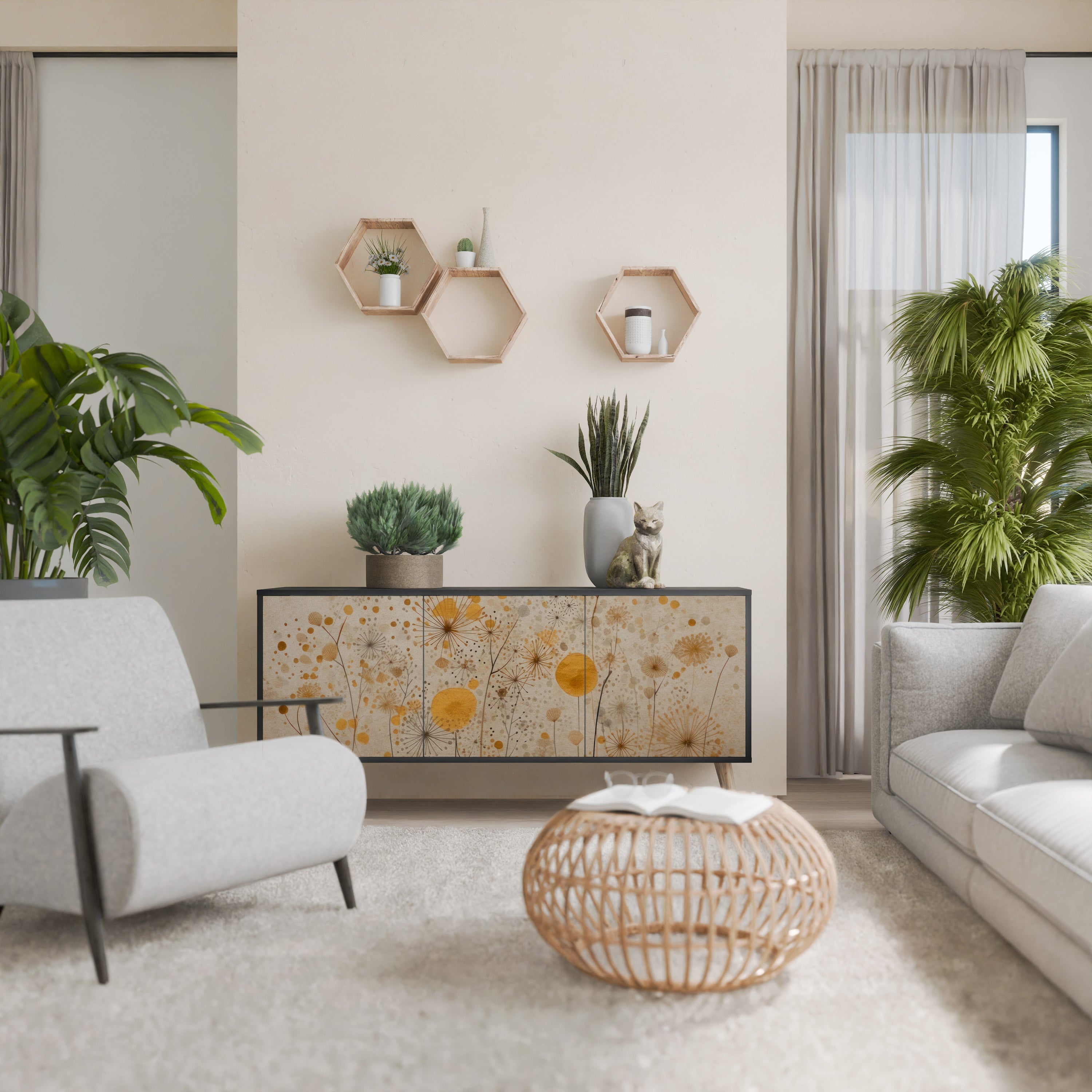 Buffet 3 portes MORNING GLADE en finition noire