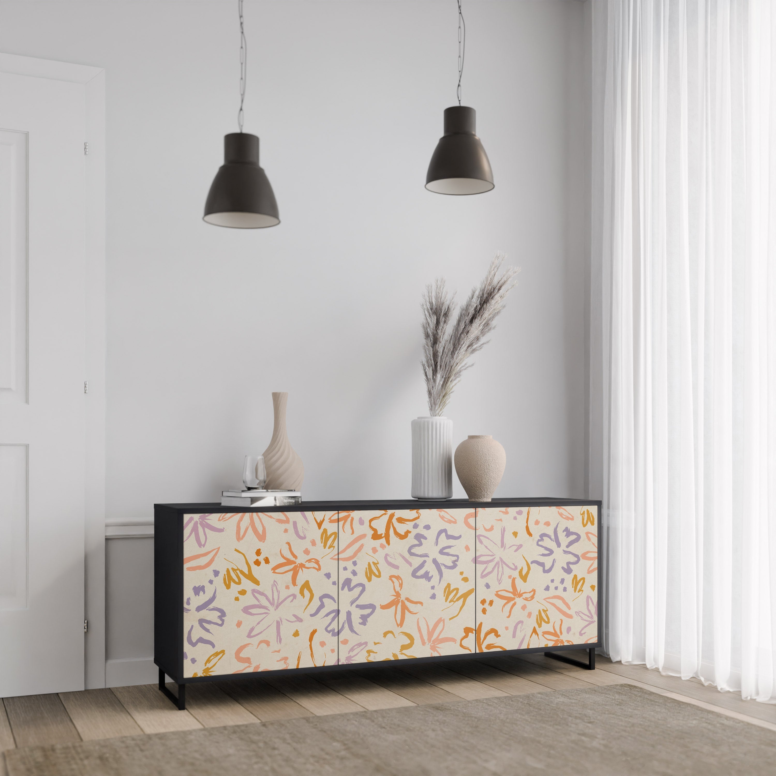 Buffet 3 portes SPRING WHIMSY finition noire