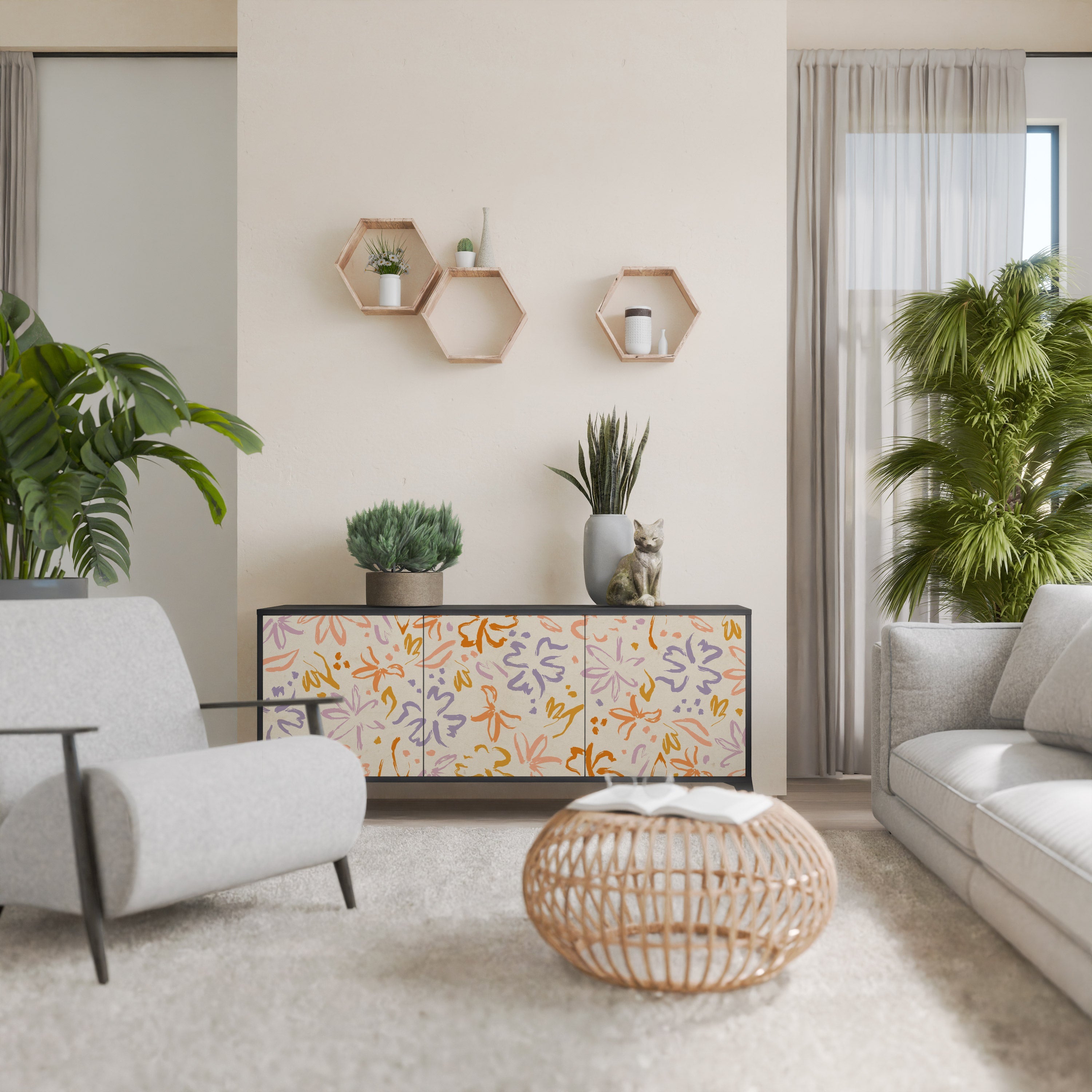 Buffet 3 portes SPRING WHIMSY finition noire