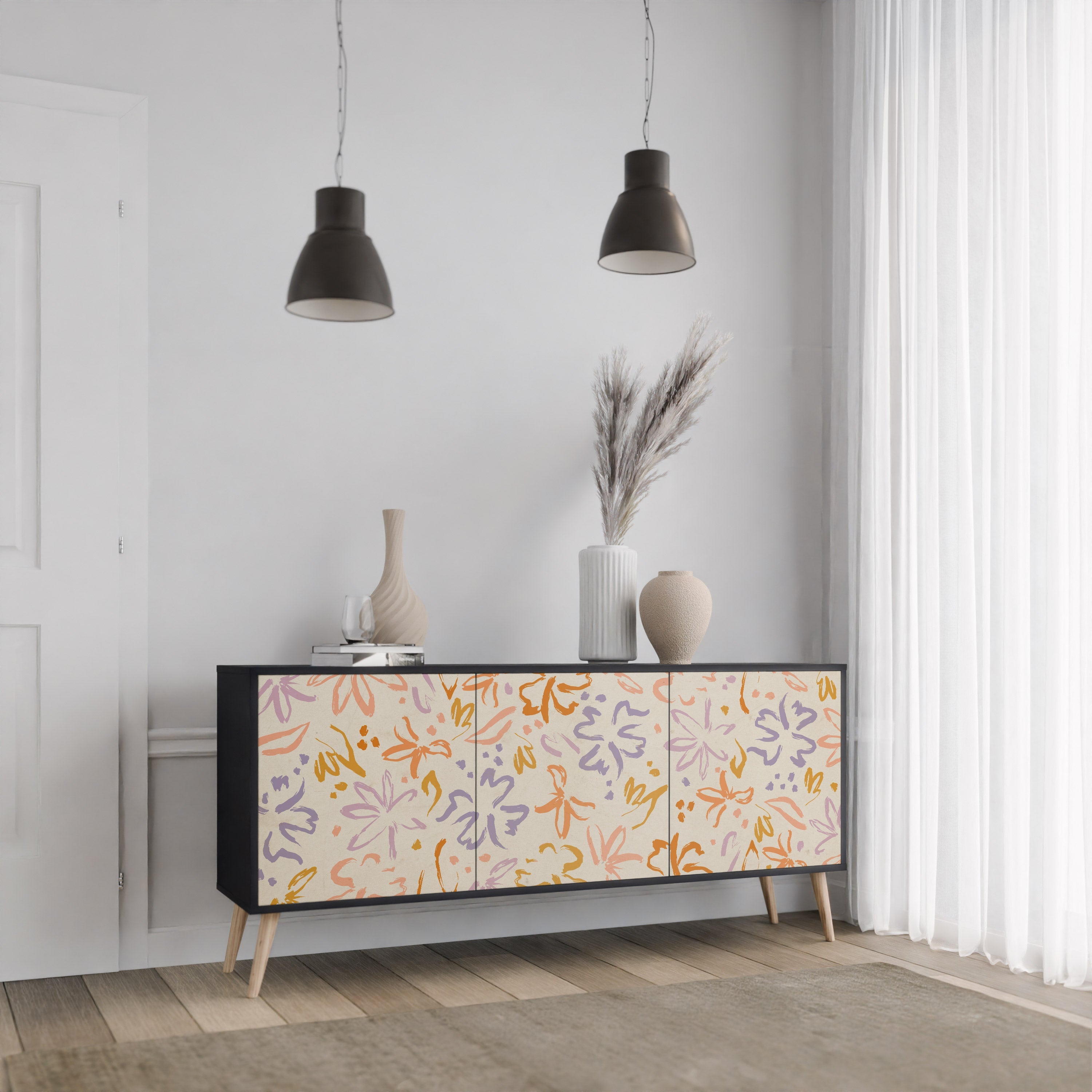 Buffet 3 portes SPRING WHIMSY finition noire