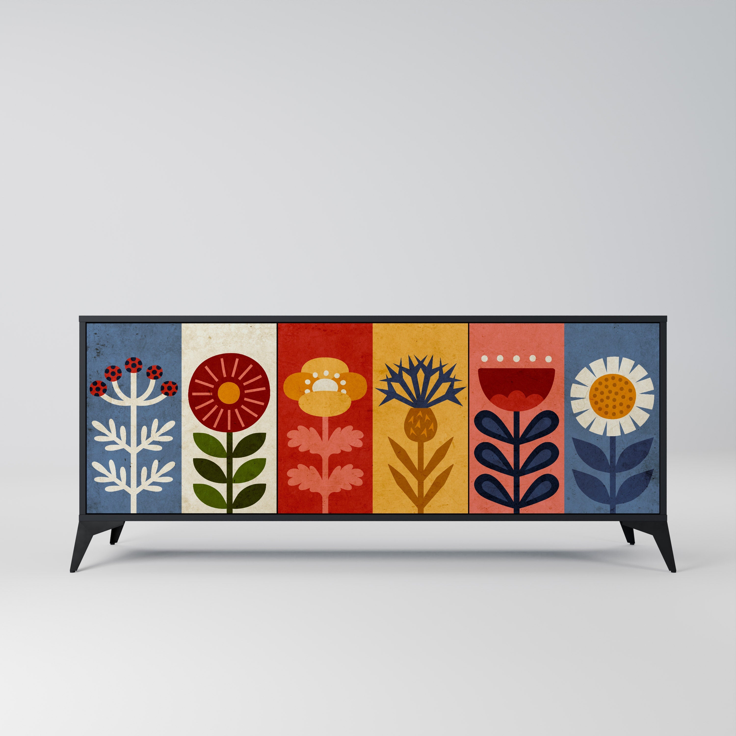 Buffet 3 portes SCANDIC FLOWERET finition noire