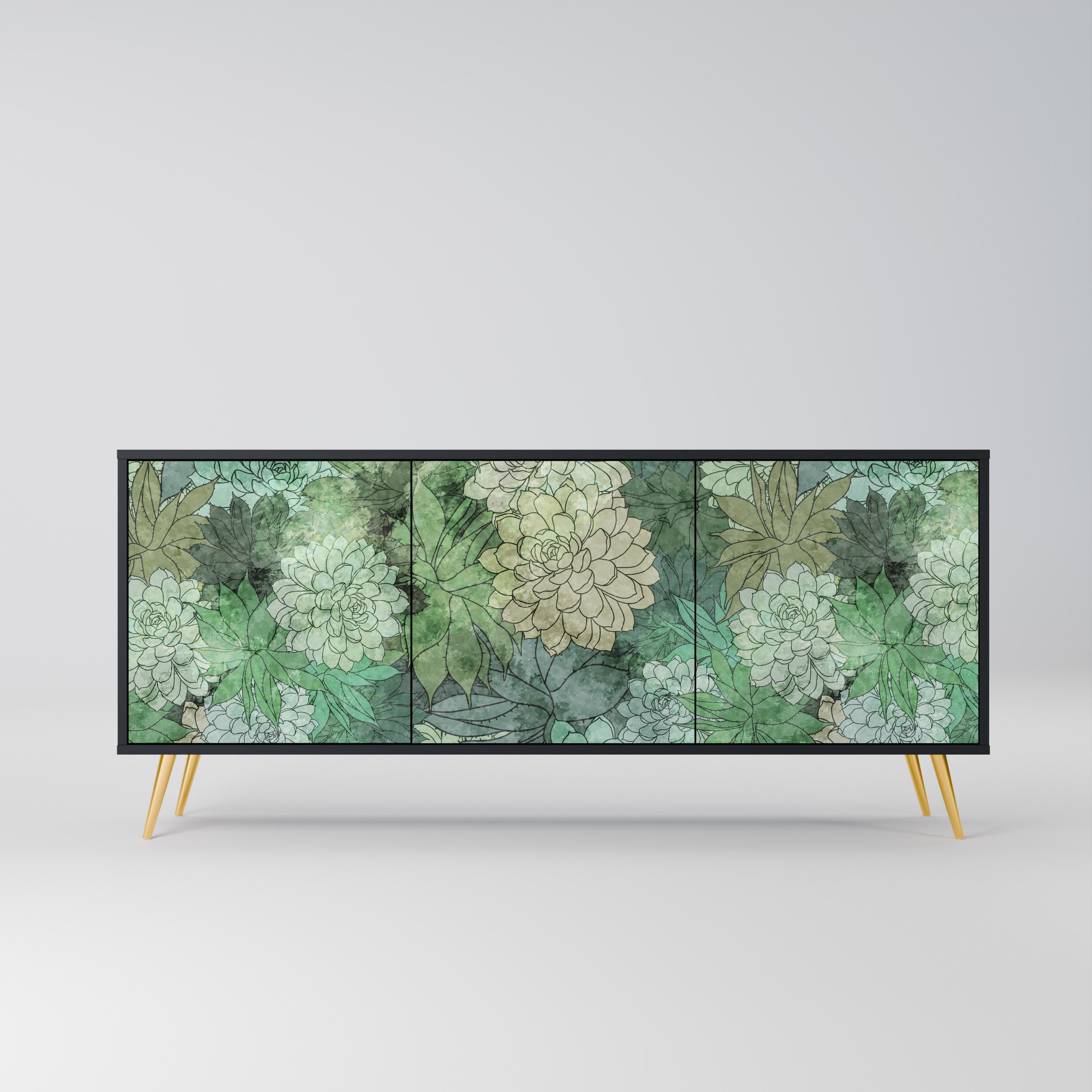 Buffet 3 portes SUCCULENT CLUSTER en finition noire