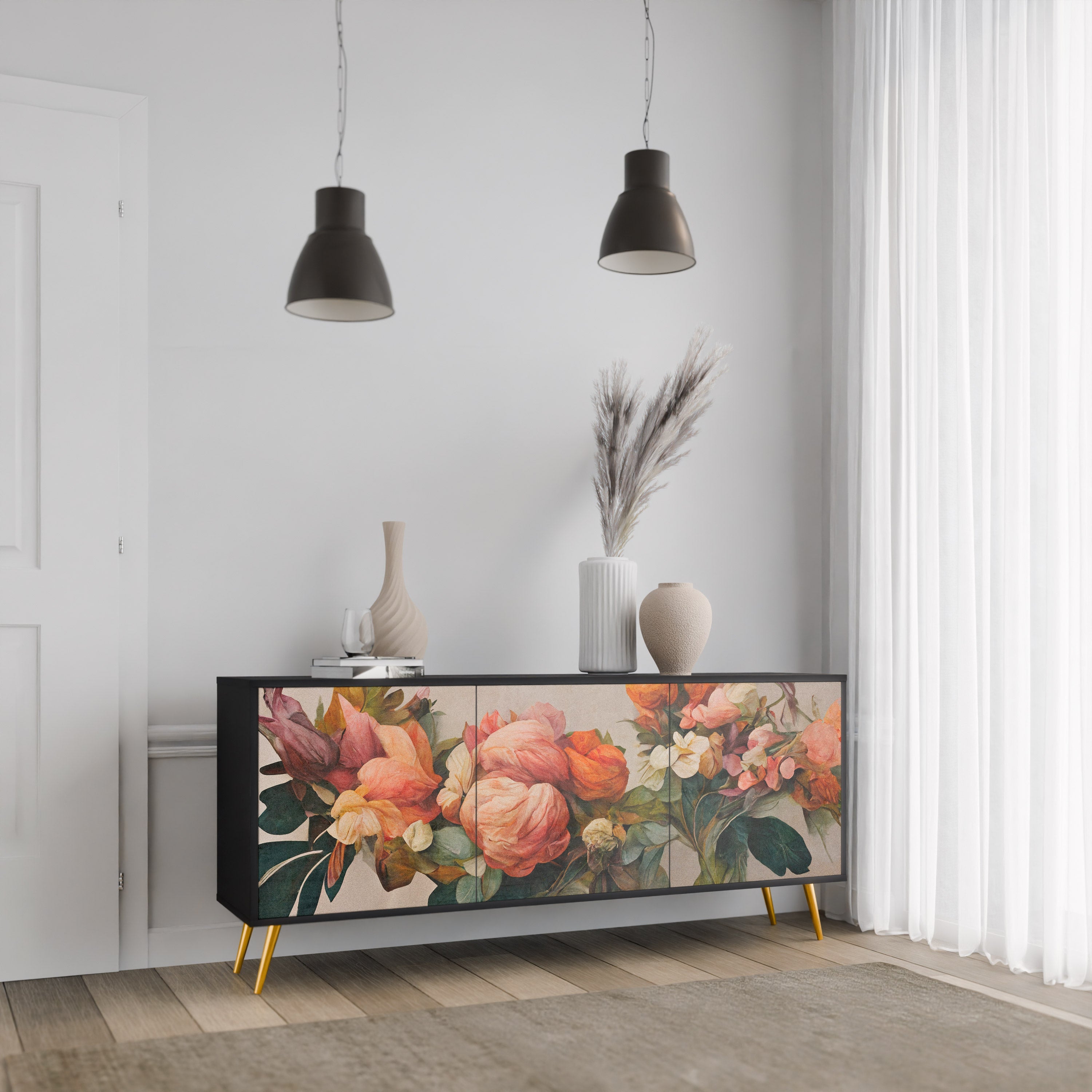 Buffet 3 portes STYLISH BEAUTY en finition noire