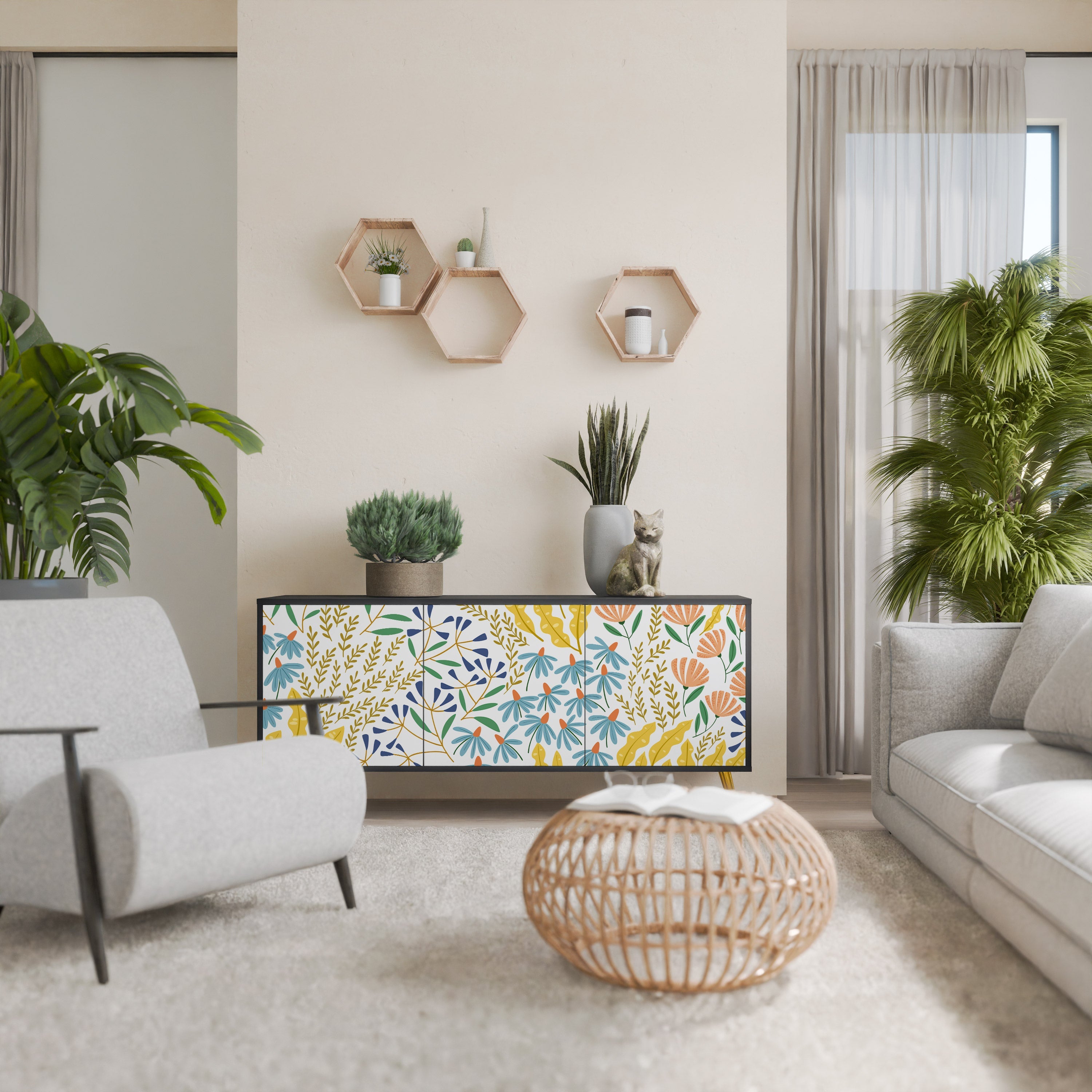 Buffet 3 portes HELLO SPRING finition noire