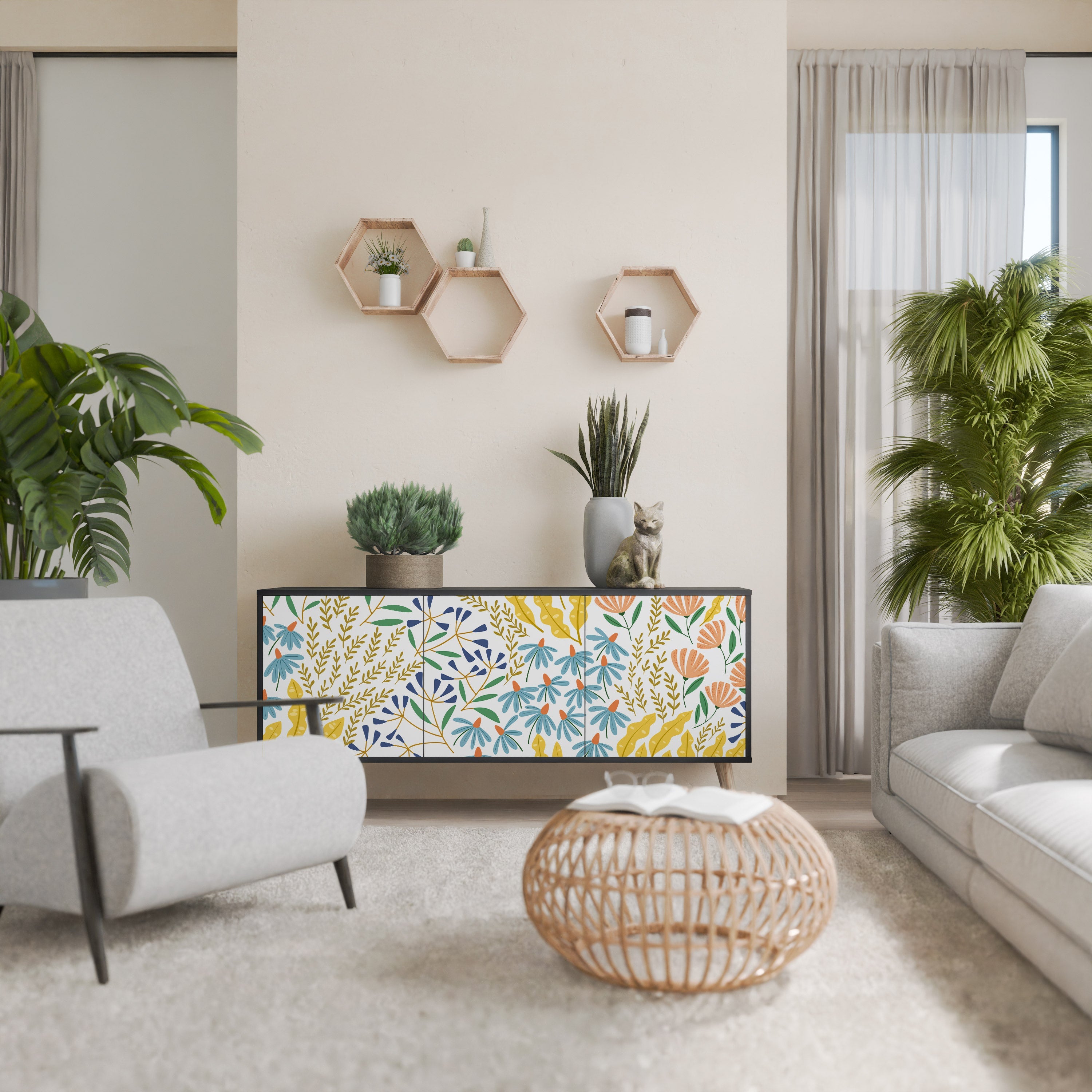 Buffet 3 portes HELLO SPRING finition noire