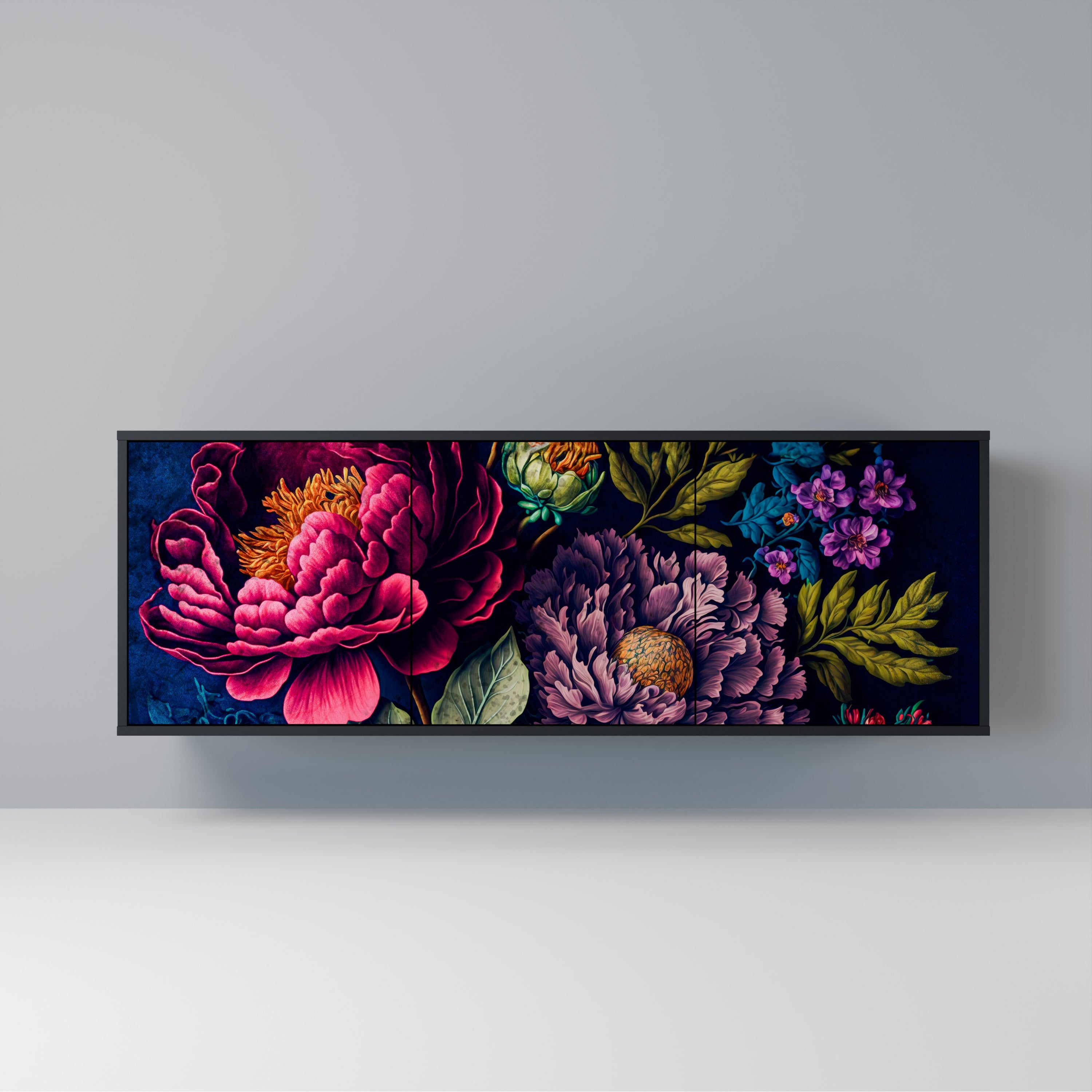 Buffet 3 portes BLOOMING ELEGANCE finition noire