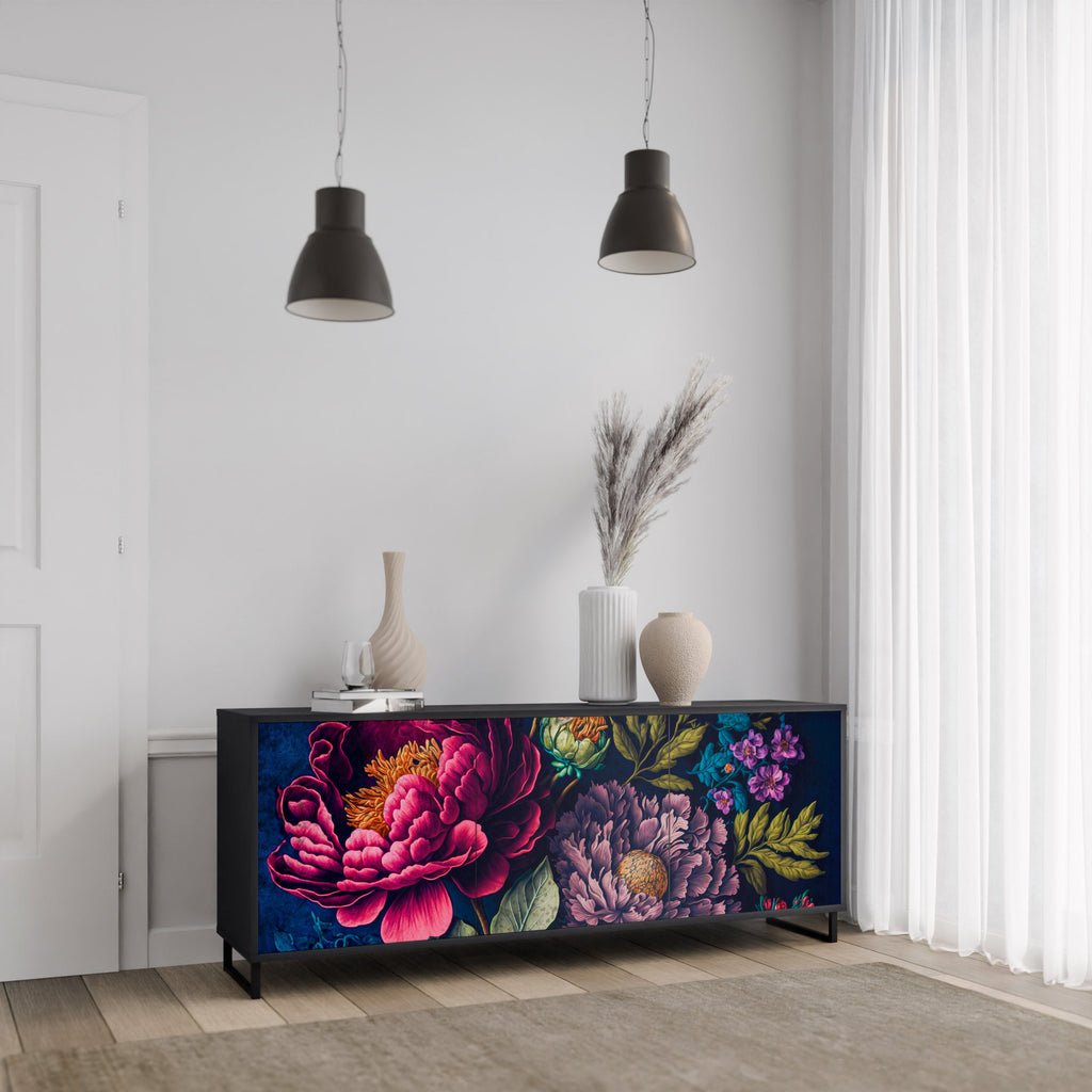 Buffet 3 portes BLOOMING ELEGANCE finition noire