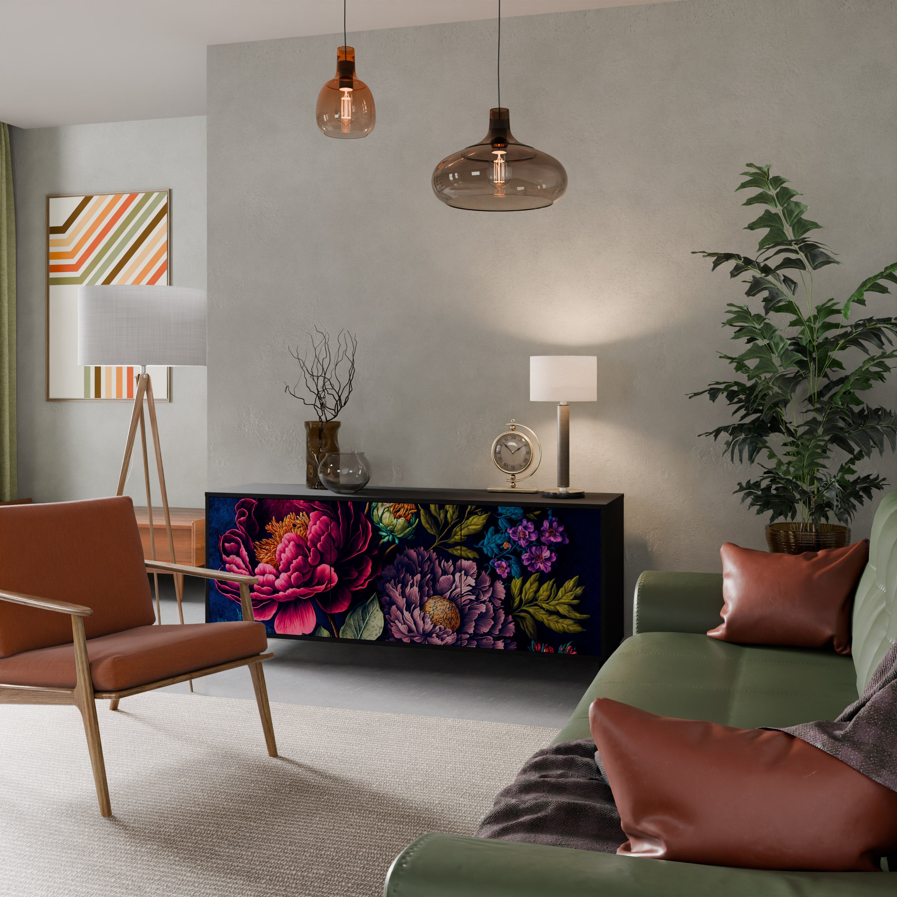 Buffet 3 portes BLOOMING ELEGANCE finition noire