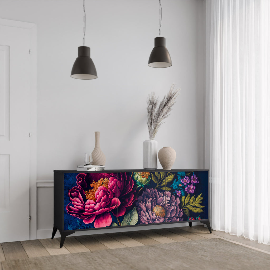 Buffet 3 portes BLOOMING ELEGANCE finition noire