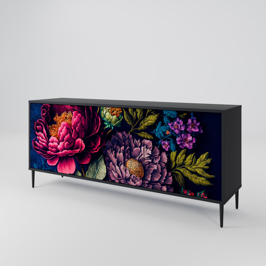 Buffet 3 portes BLOOMING ELEGANCE finition noire