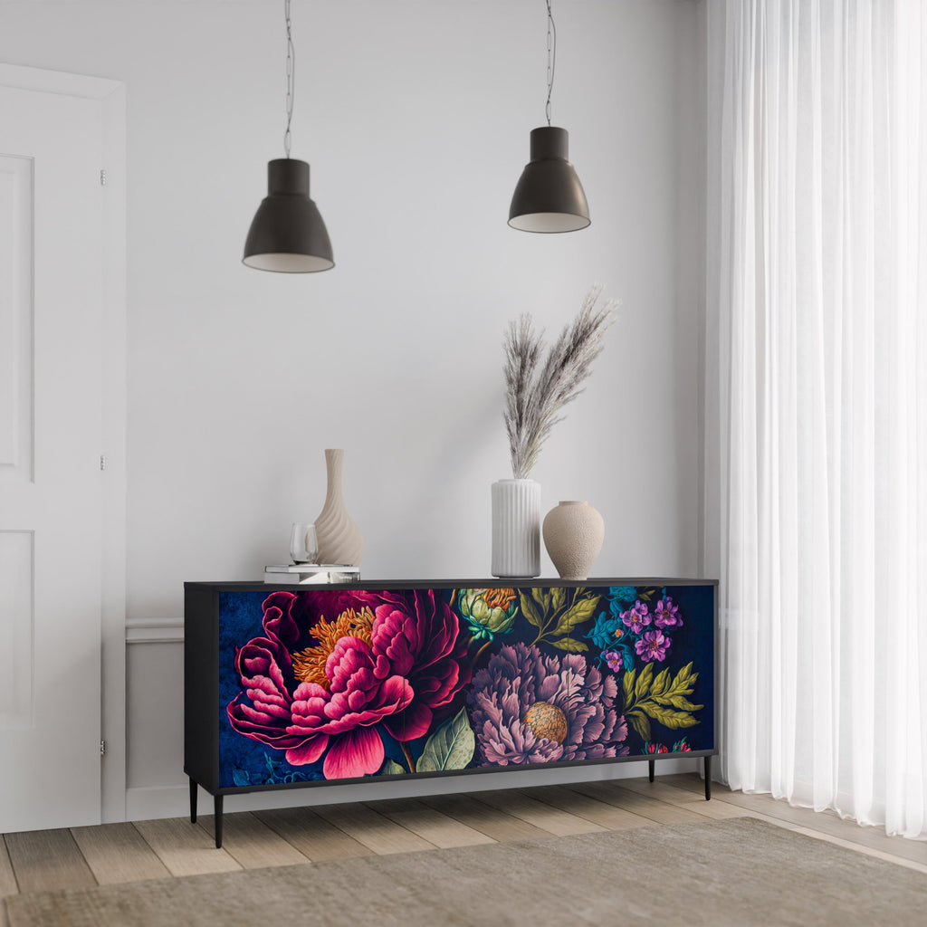 Buffet 3 portes BLOOMING ELEGANCE finition noire