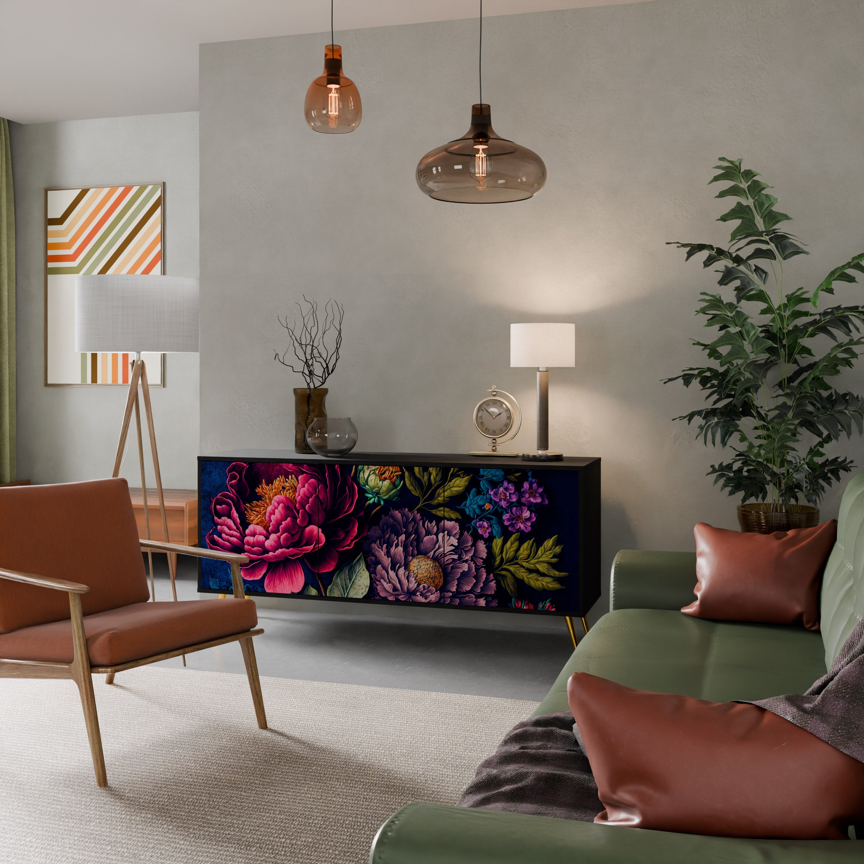 Buffet 3 portes BLOOMING ELEGANCE finition noire