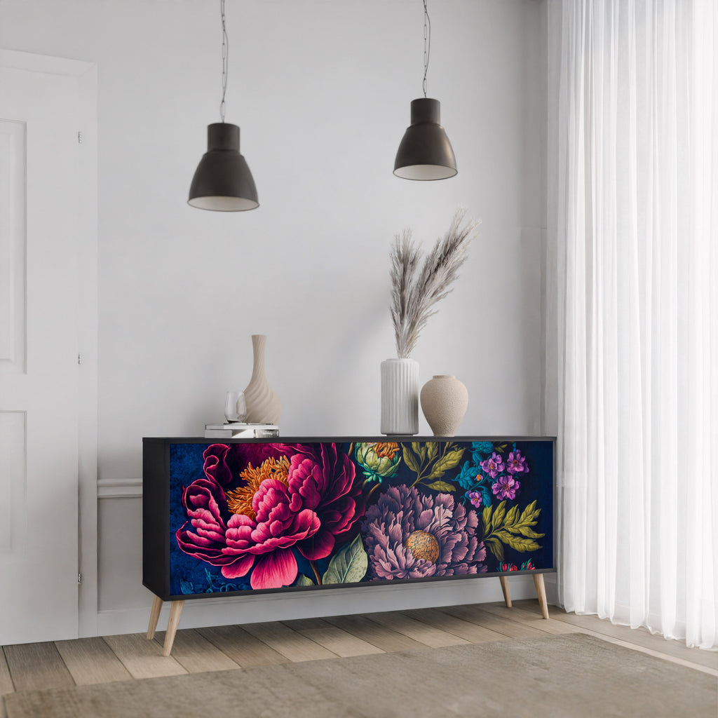 Buffet 3 portes BLOOMING ELEGANCE finition noire