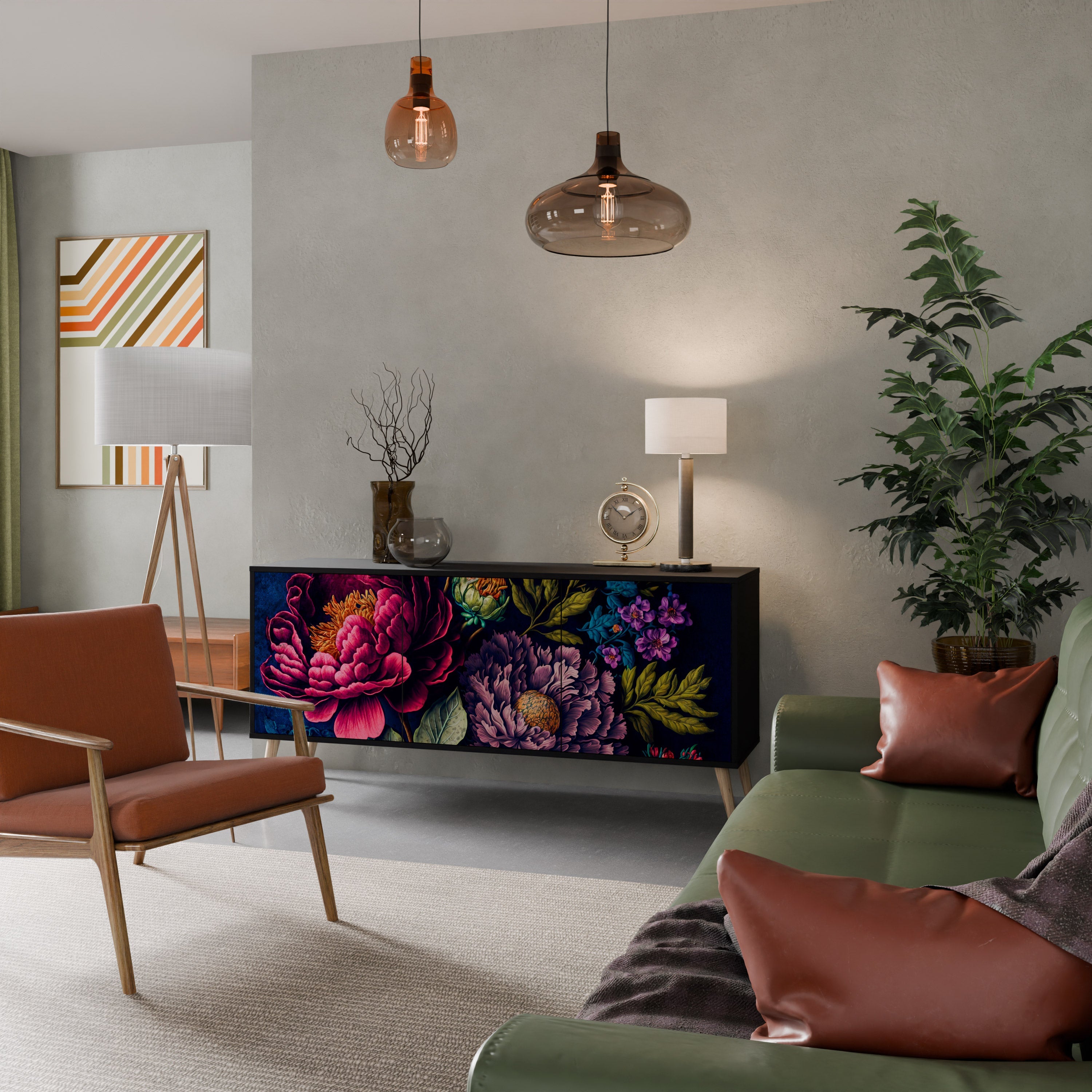 Buffet 3 portes BLOOMING ELEGANCE finition noire