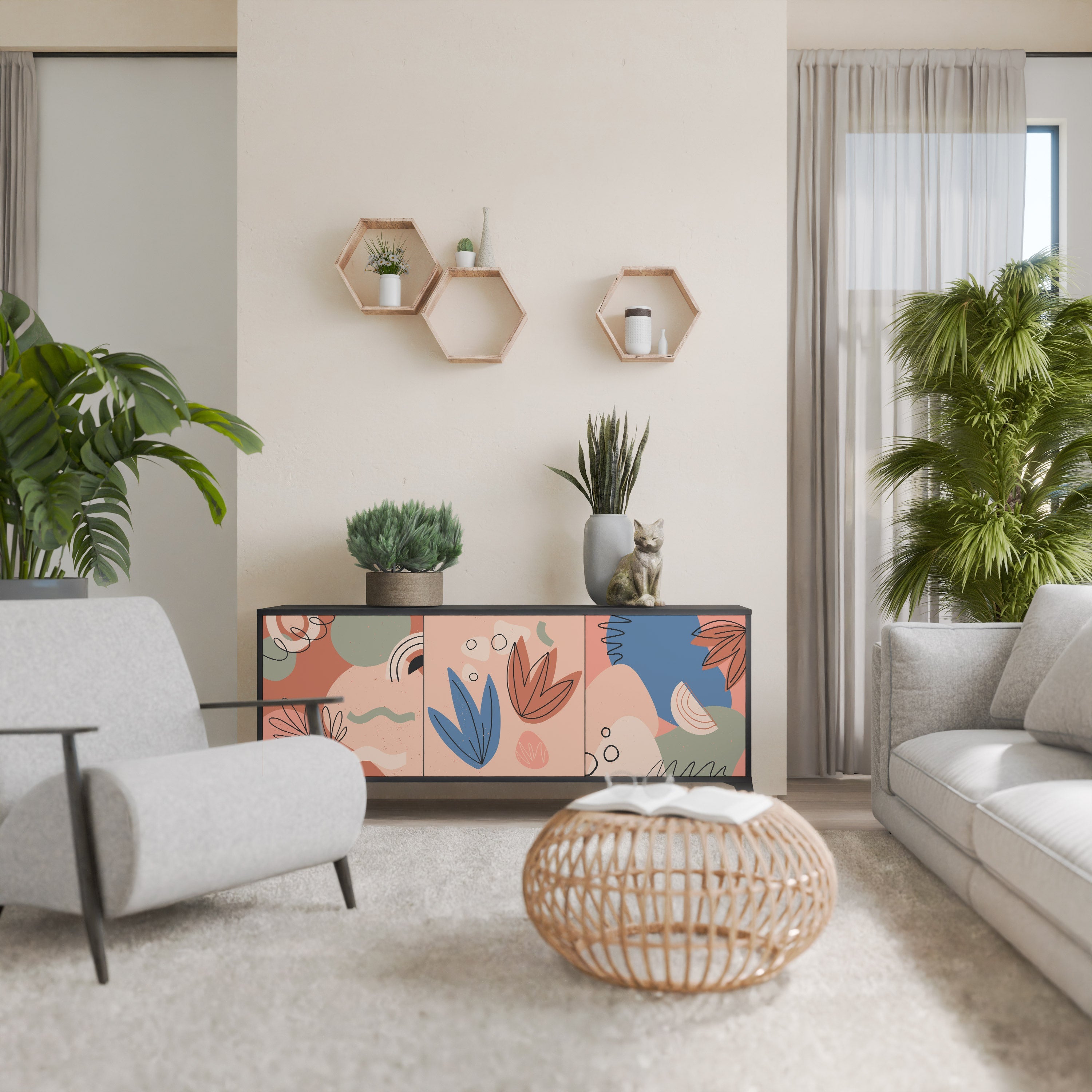 Buffet 3 portes PASTEL DESTINY finition noire