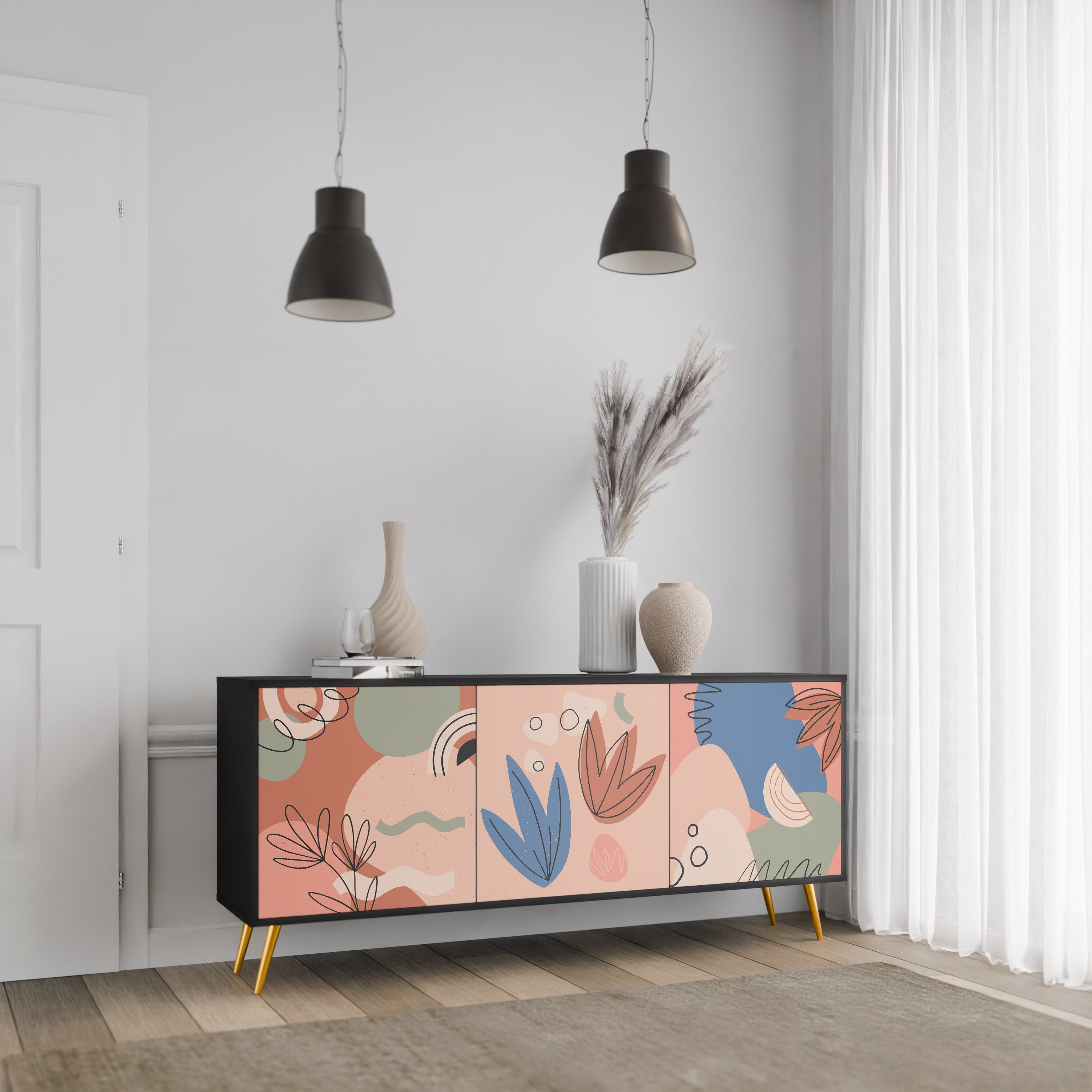 Buffet 3 portes PASTEL DESTINY finition noire