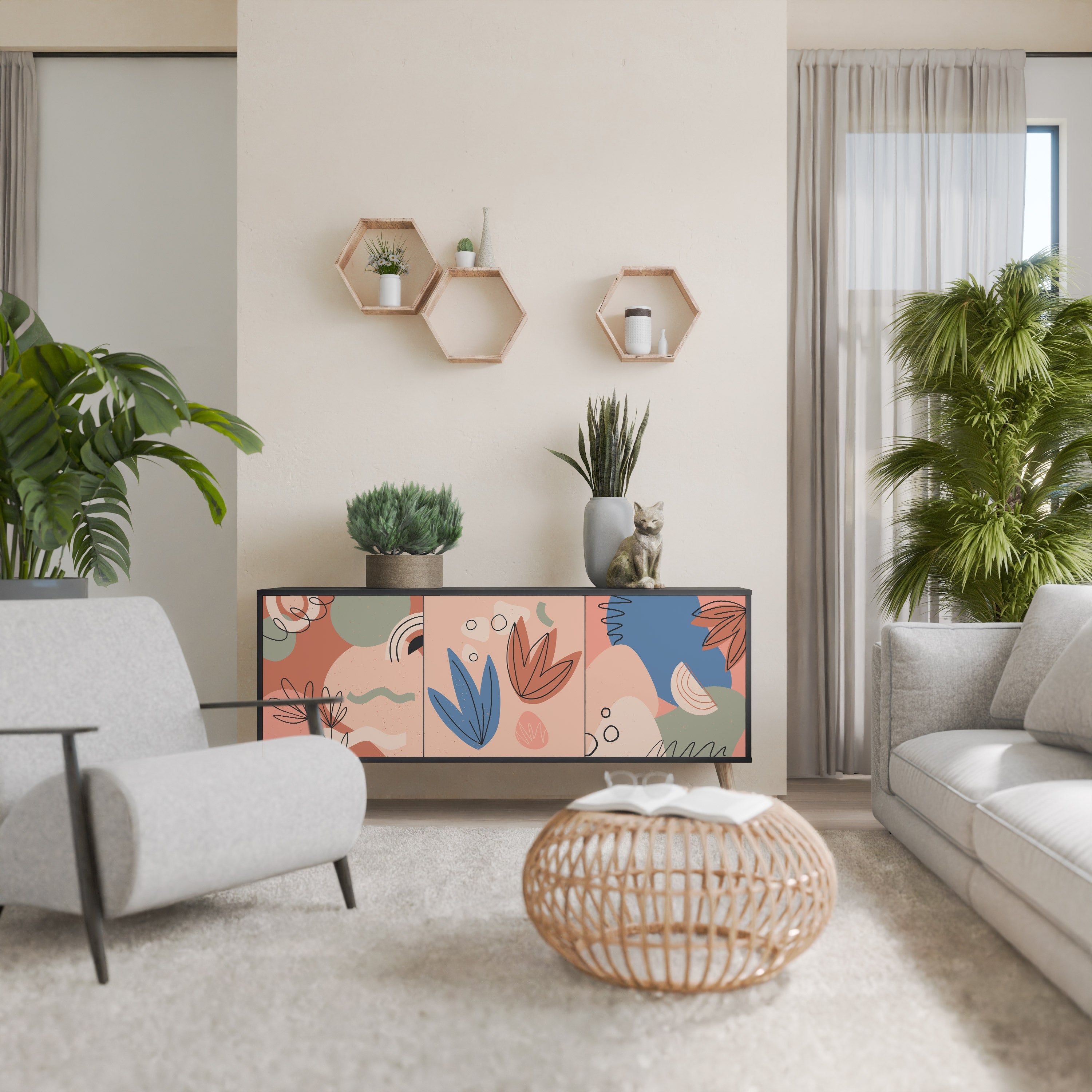 Buffet 3 portes PASTEL DESTINY finition noire