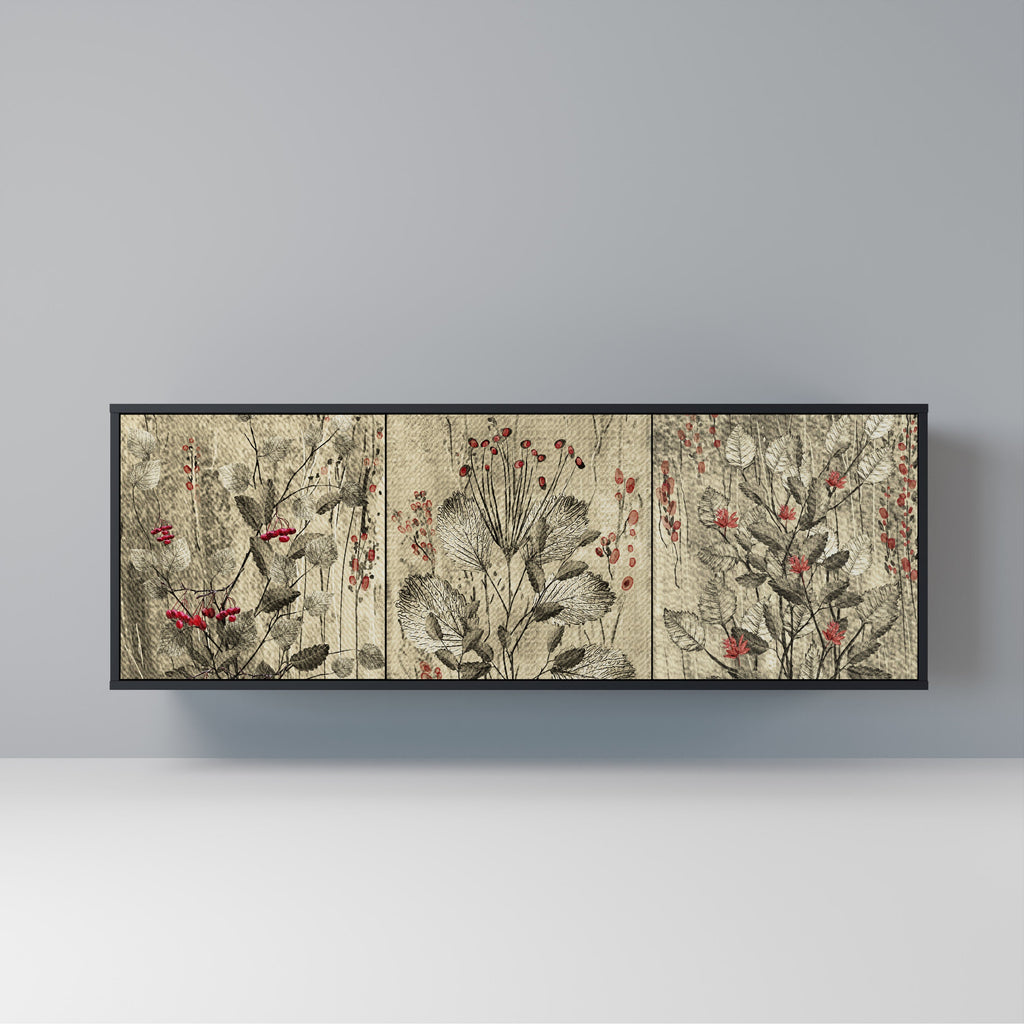 Buffet 3 portes HERBAL GRACE finition noire