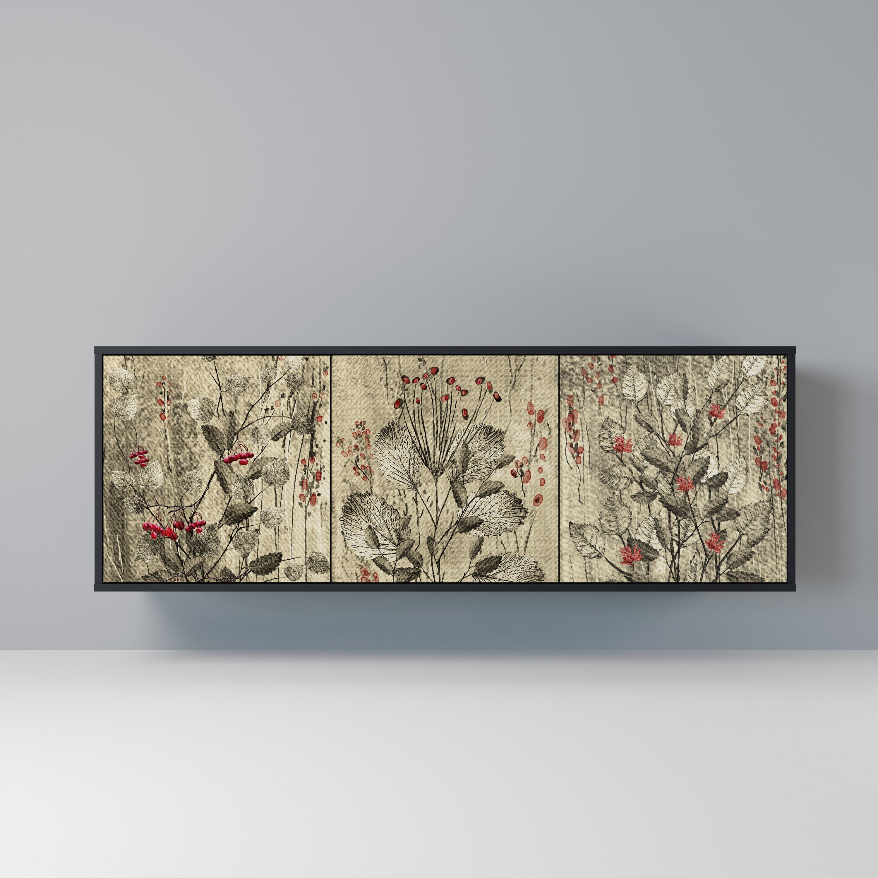 Buffet 3 portes HERBAL GRACE finition noire