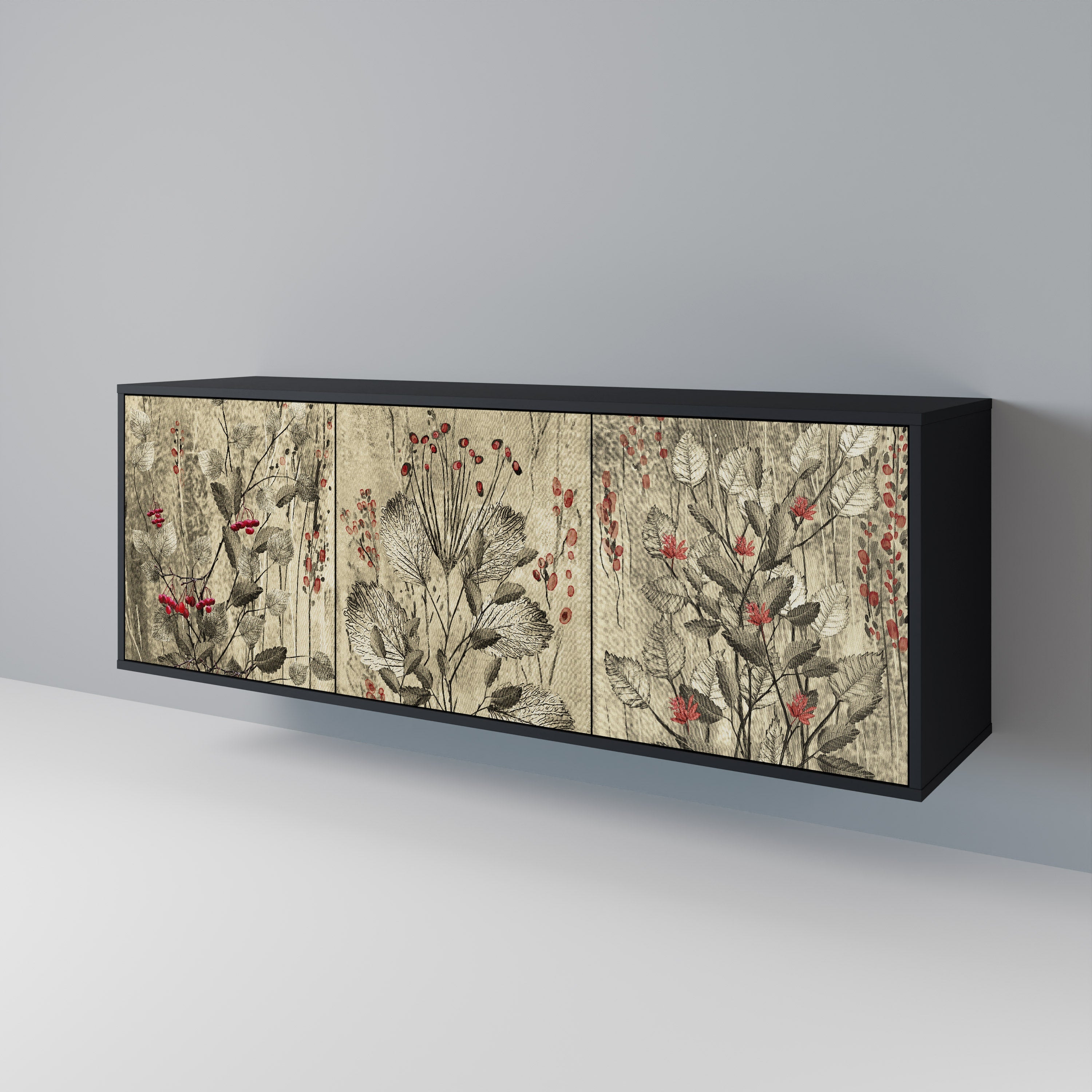 Buffet 3 portes HERBAL GRACE finition noire