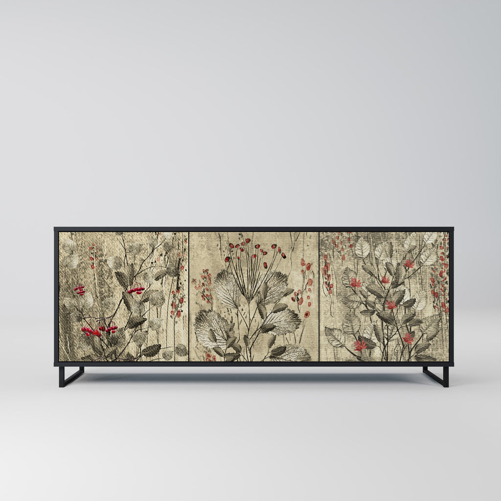 Buffet 3 portes HERBAL GRACE finition noire