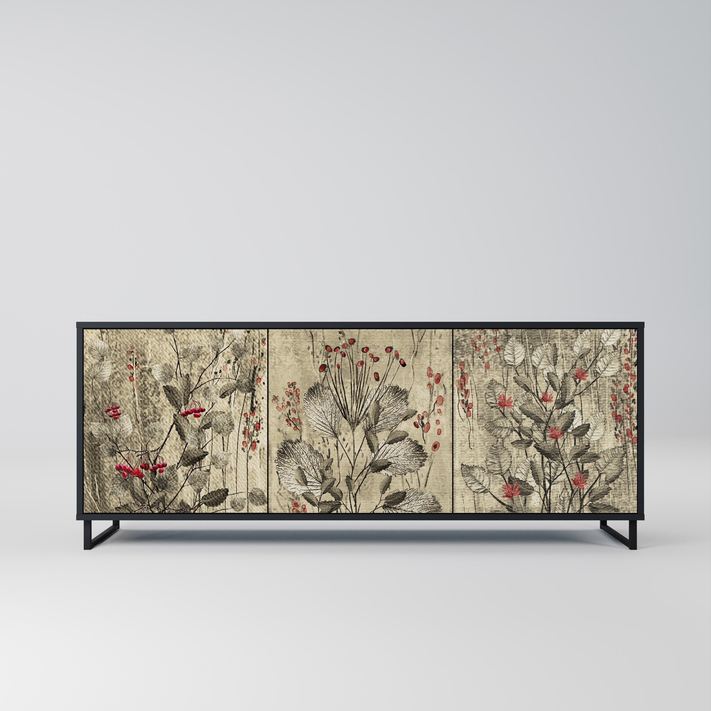 Buffet 3 portes HERBAL GRACE finition noire