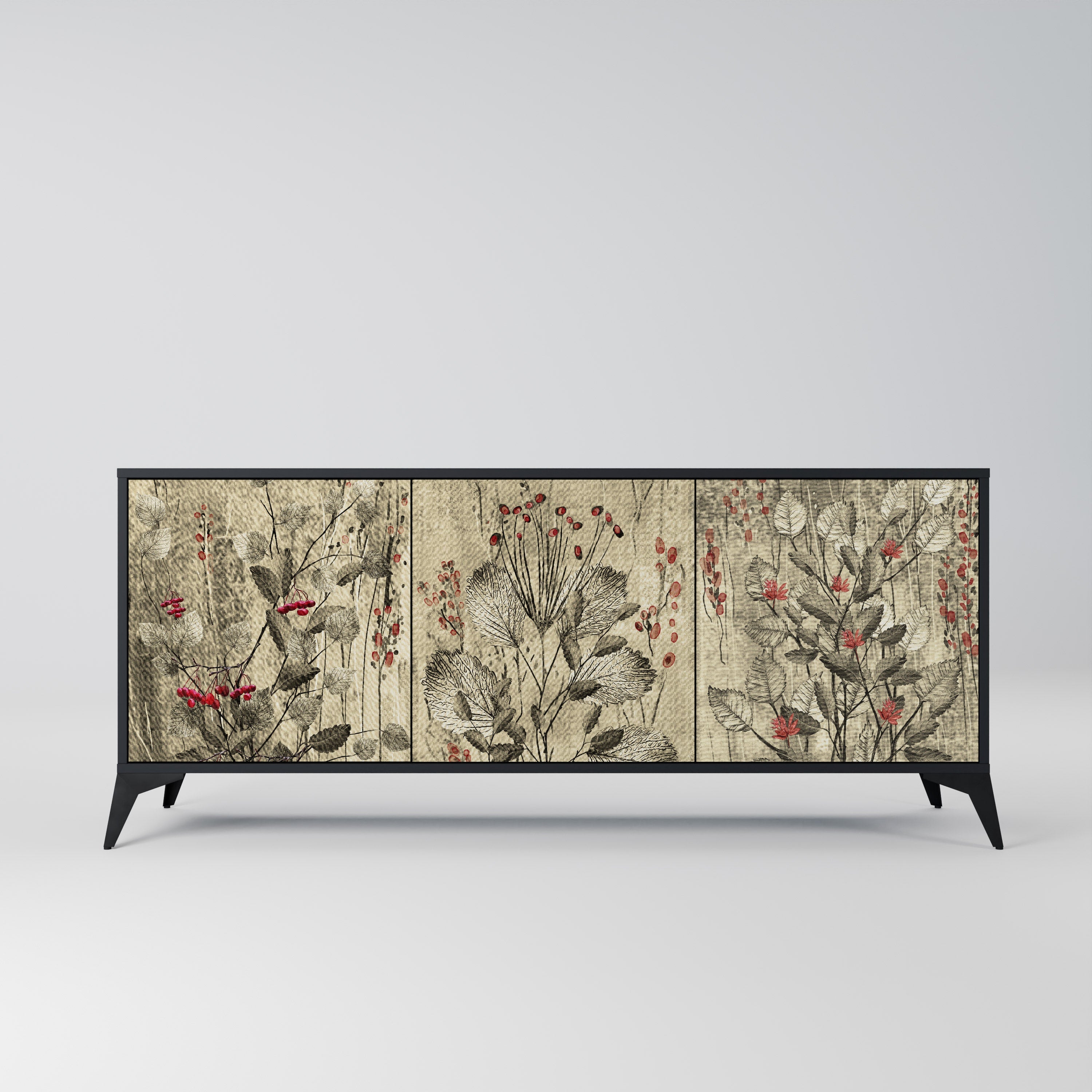 Buffet 3 portes HERBAL GRACE finition noire