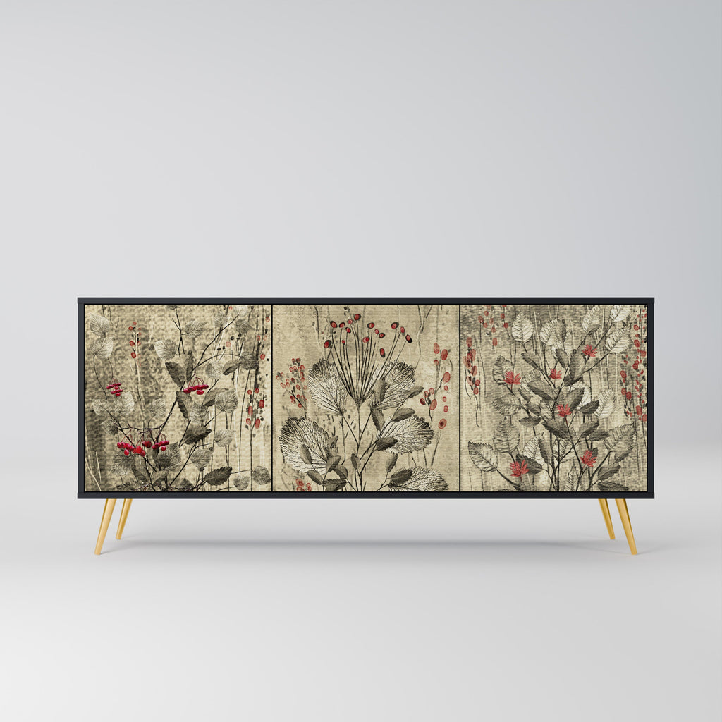 Buffet 3 portes HERBAL GRACE finition noire