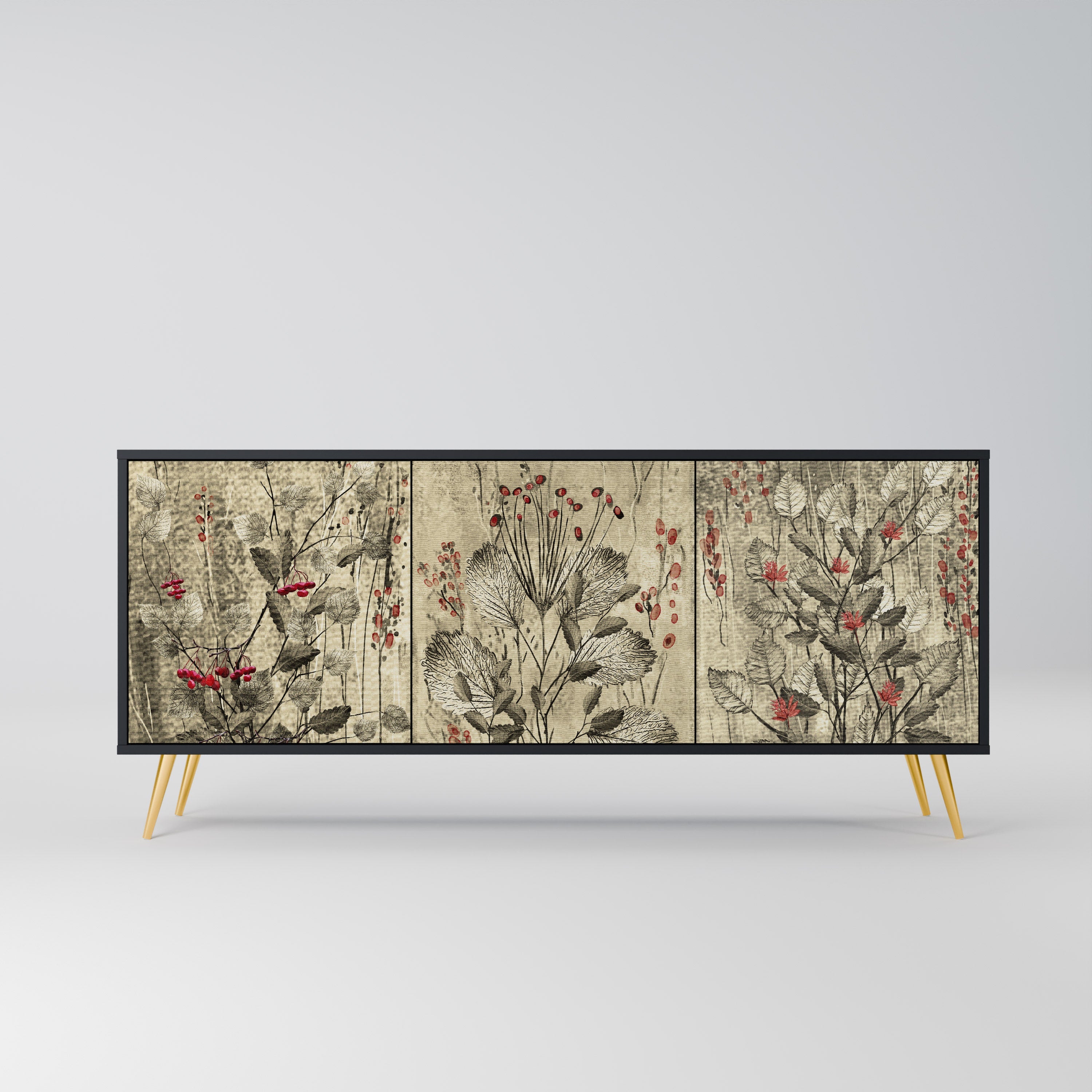 Buffet 3 portes HERBAL GRACE finition noire