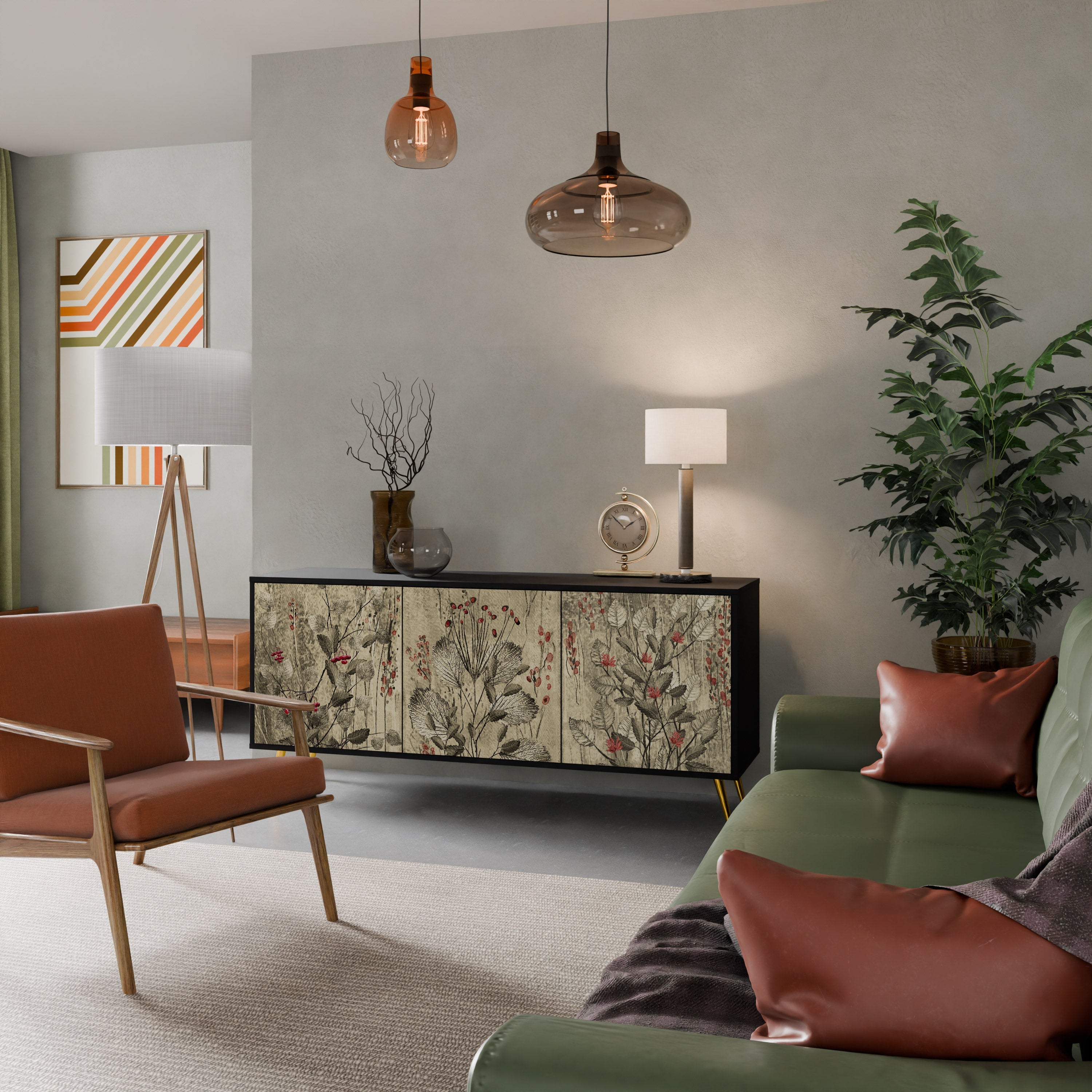 Buffet 3 portes HERBAL GRACE finition noire