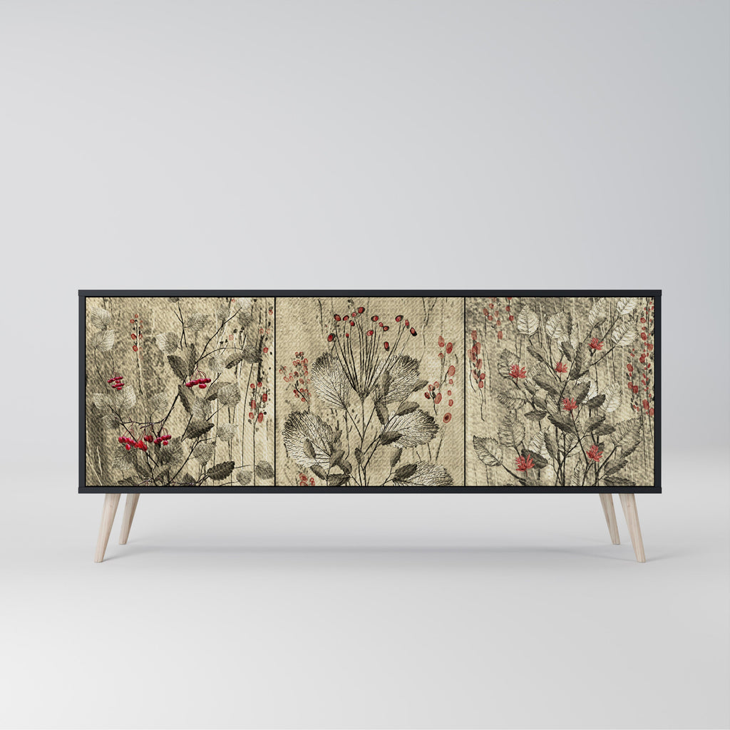 Buffet 3 portes HERBAL GRACE finition noire