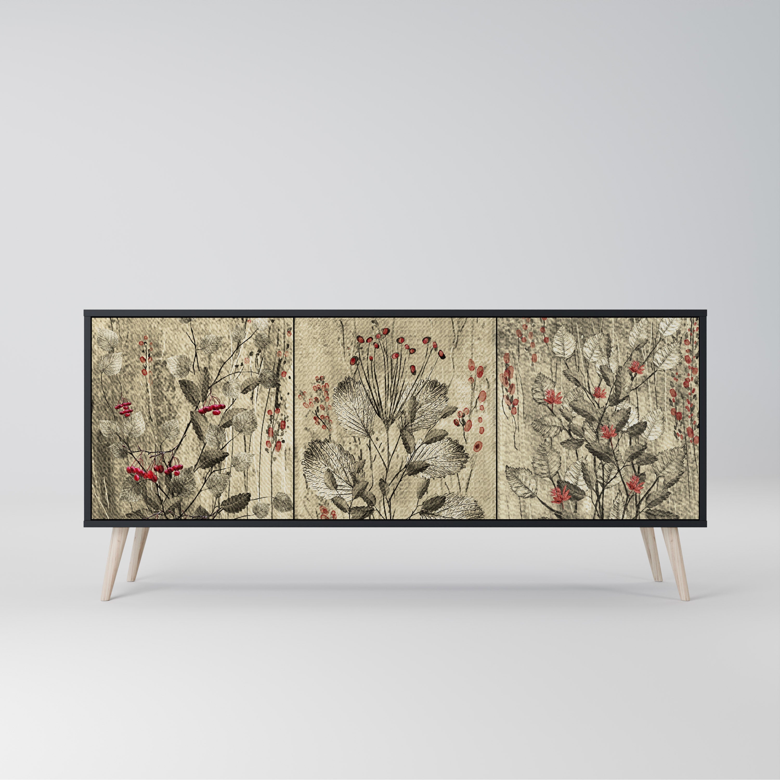 Buffet 3 portes HERBAL GRACE finition noire