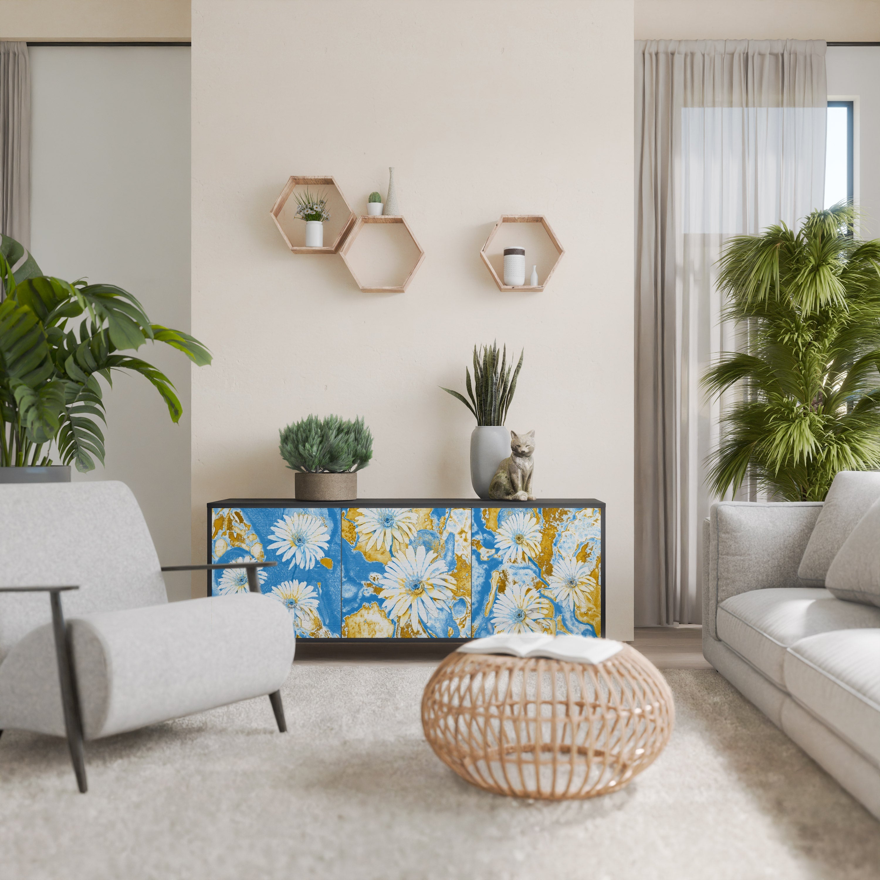 Buffet 3 portes DAISY LUXE finition noire