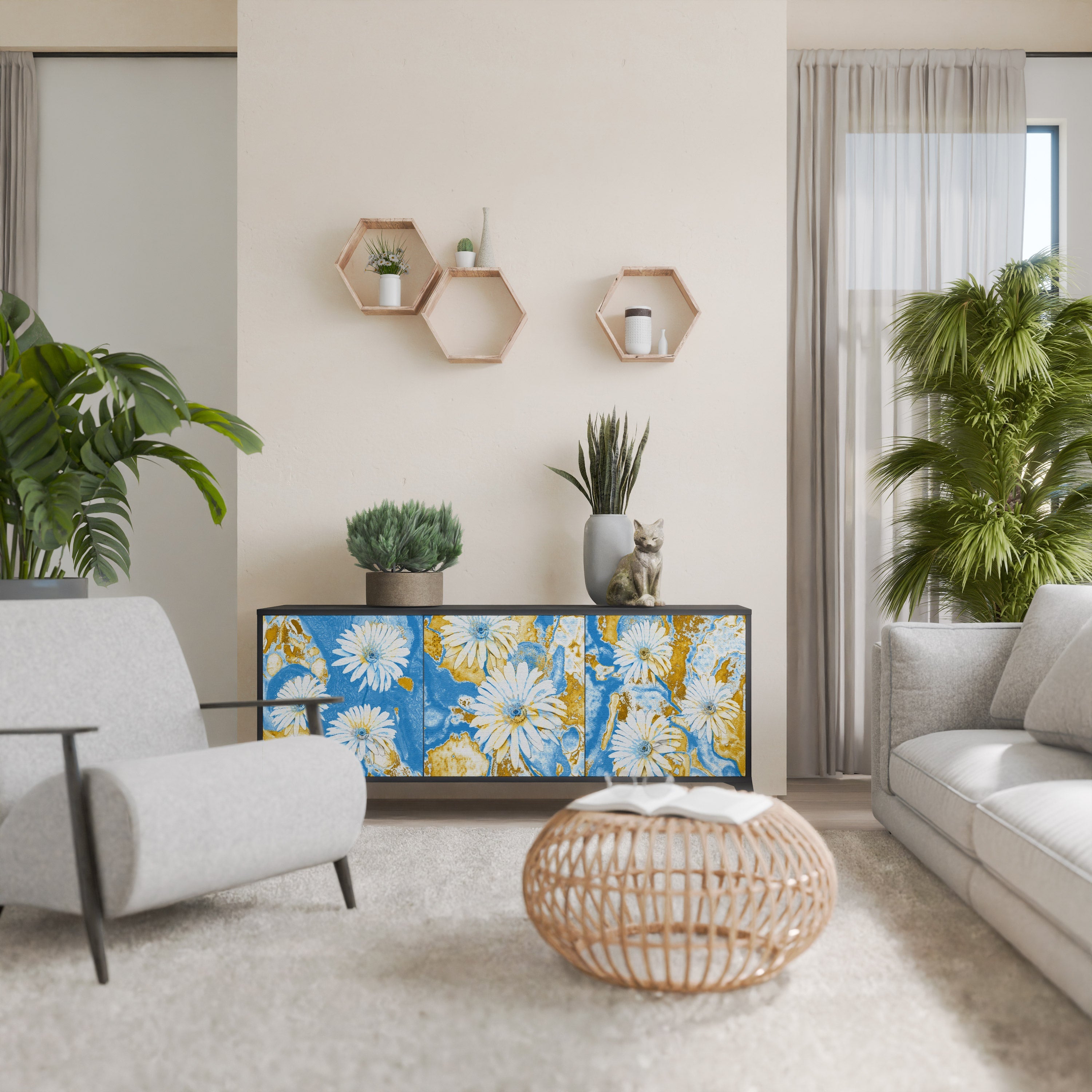 Buffet 3 portes DAISY LUXE finition noire