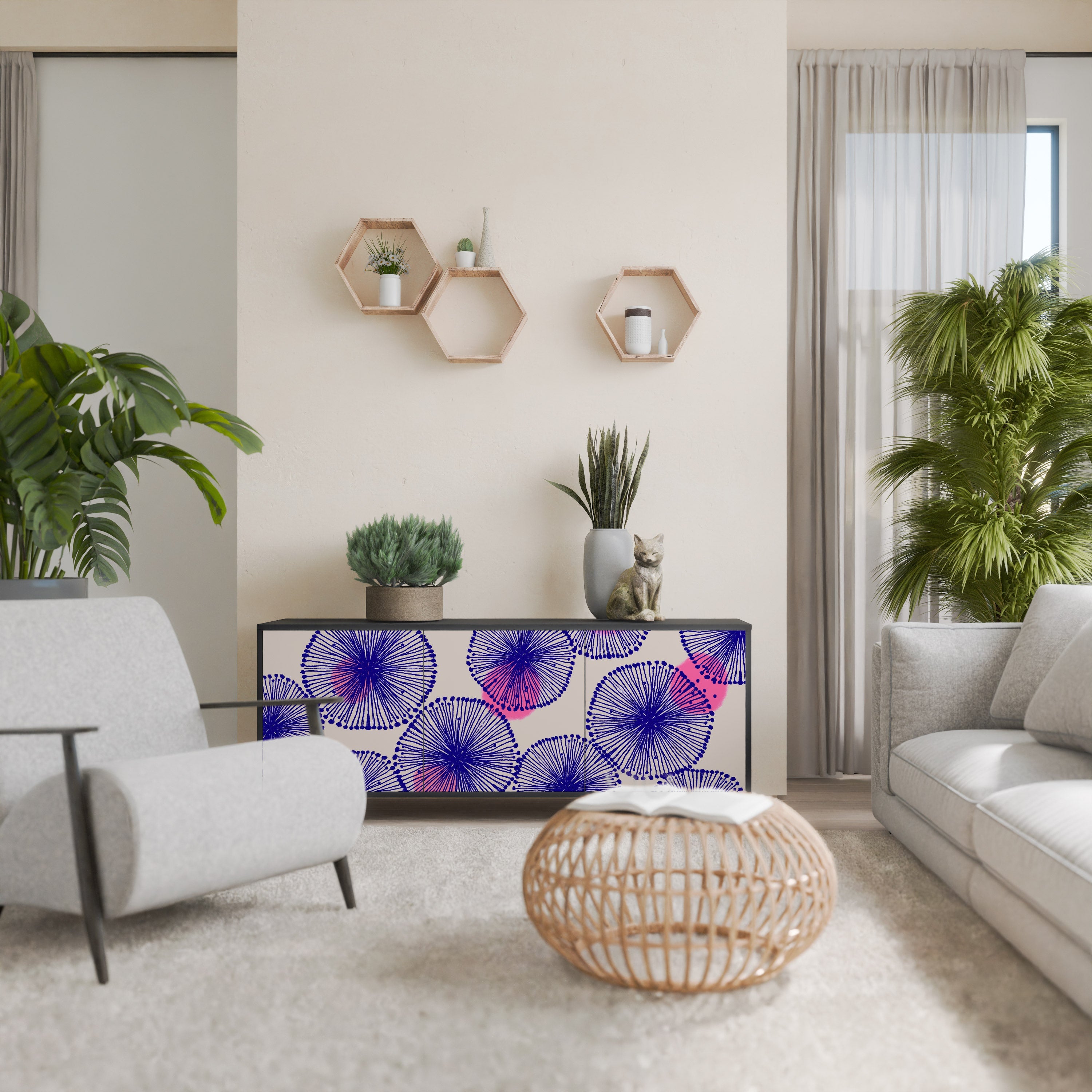 Buffet 3 portes MAGIC NATURE finition noire