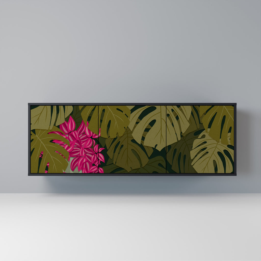 Buffet 3 portes TROPICAL BEAUTY en finition noire