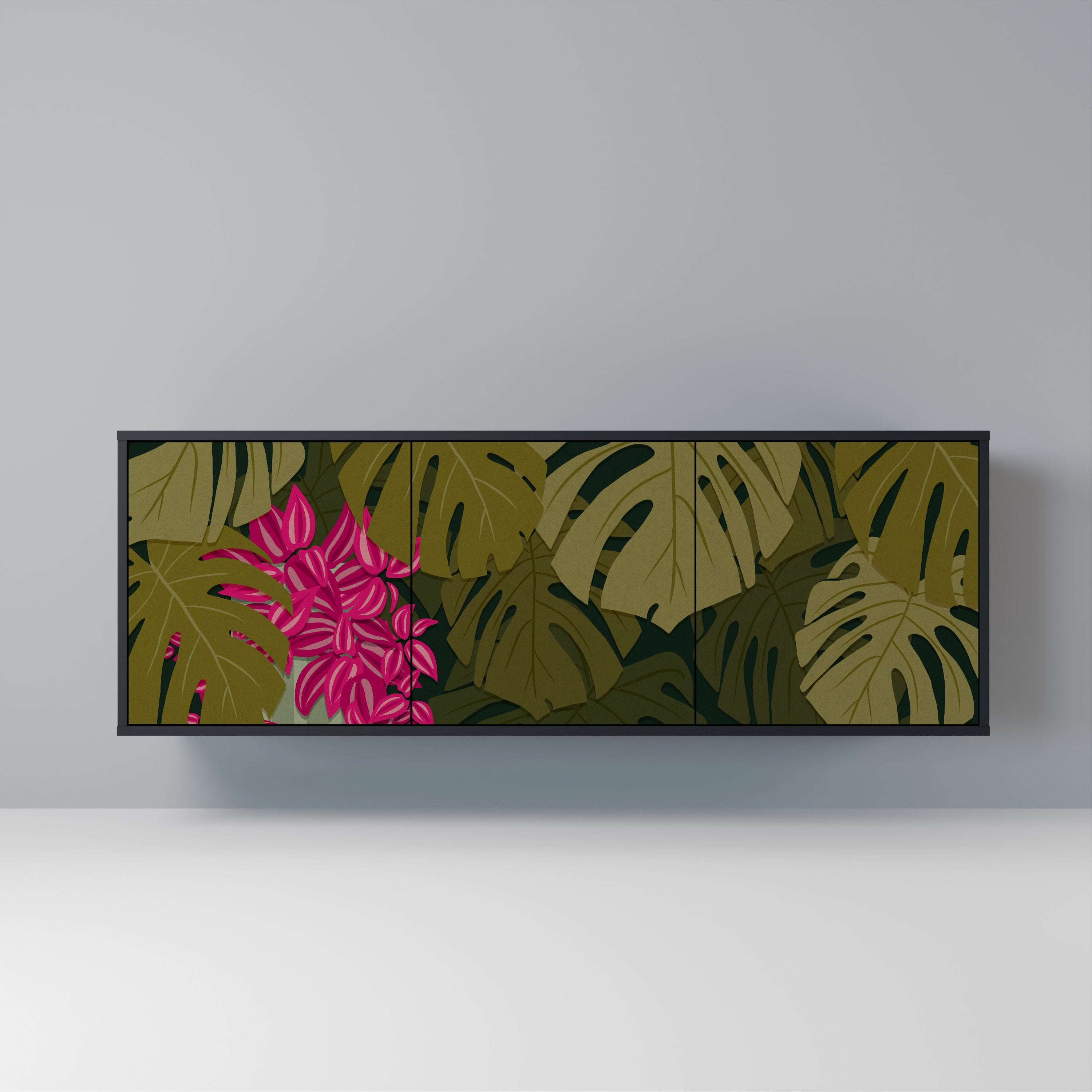 Buffet 3 portes TROPICAL BEAUTY en finition noire