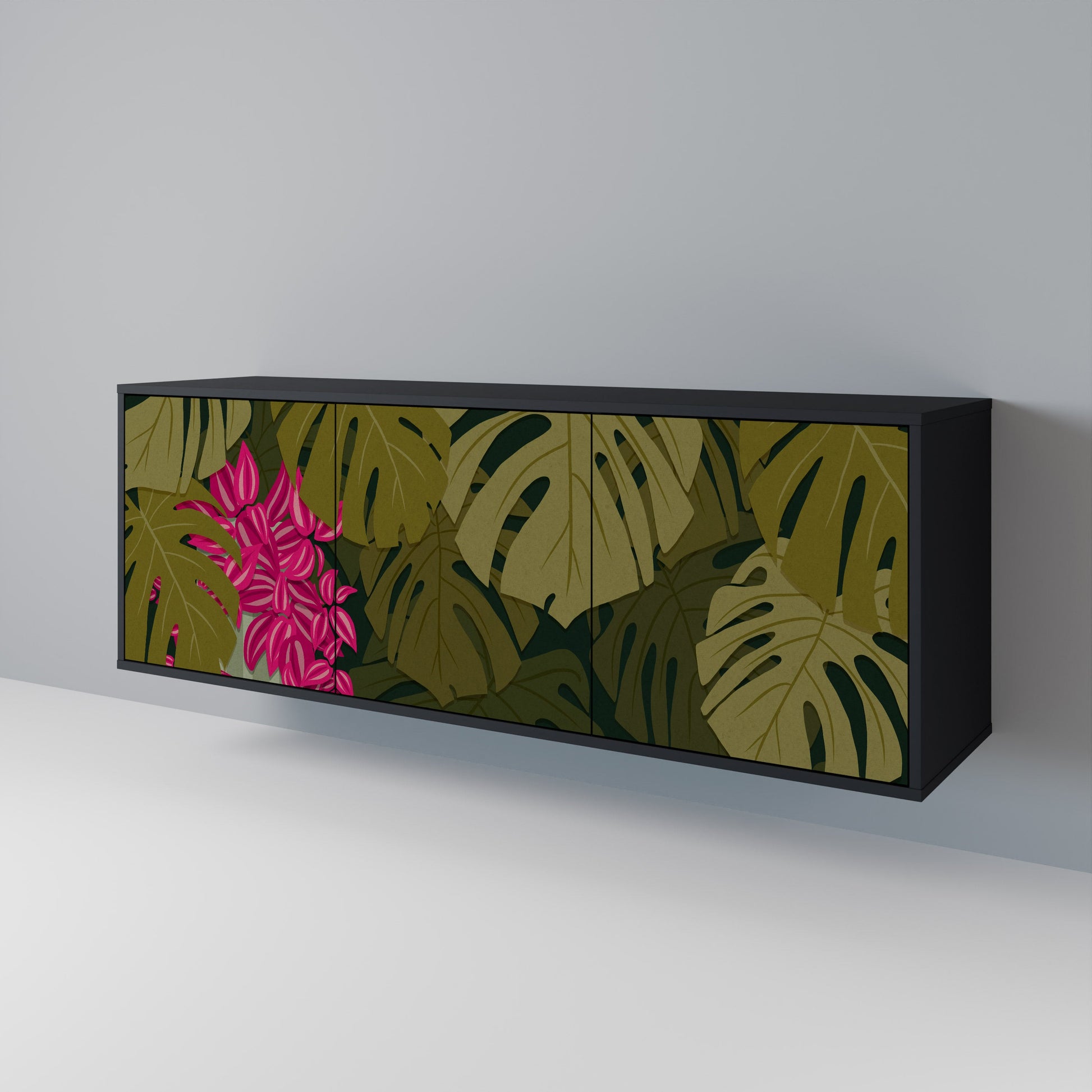 Buffet 3 portes TROPICAL BEAUTY en finition noire
