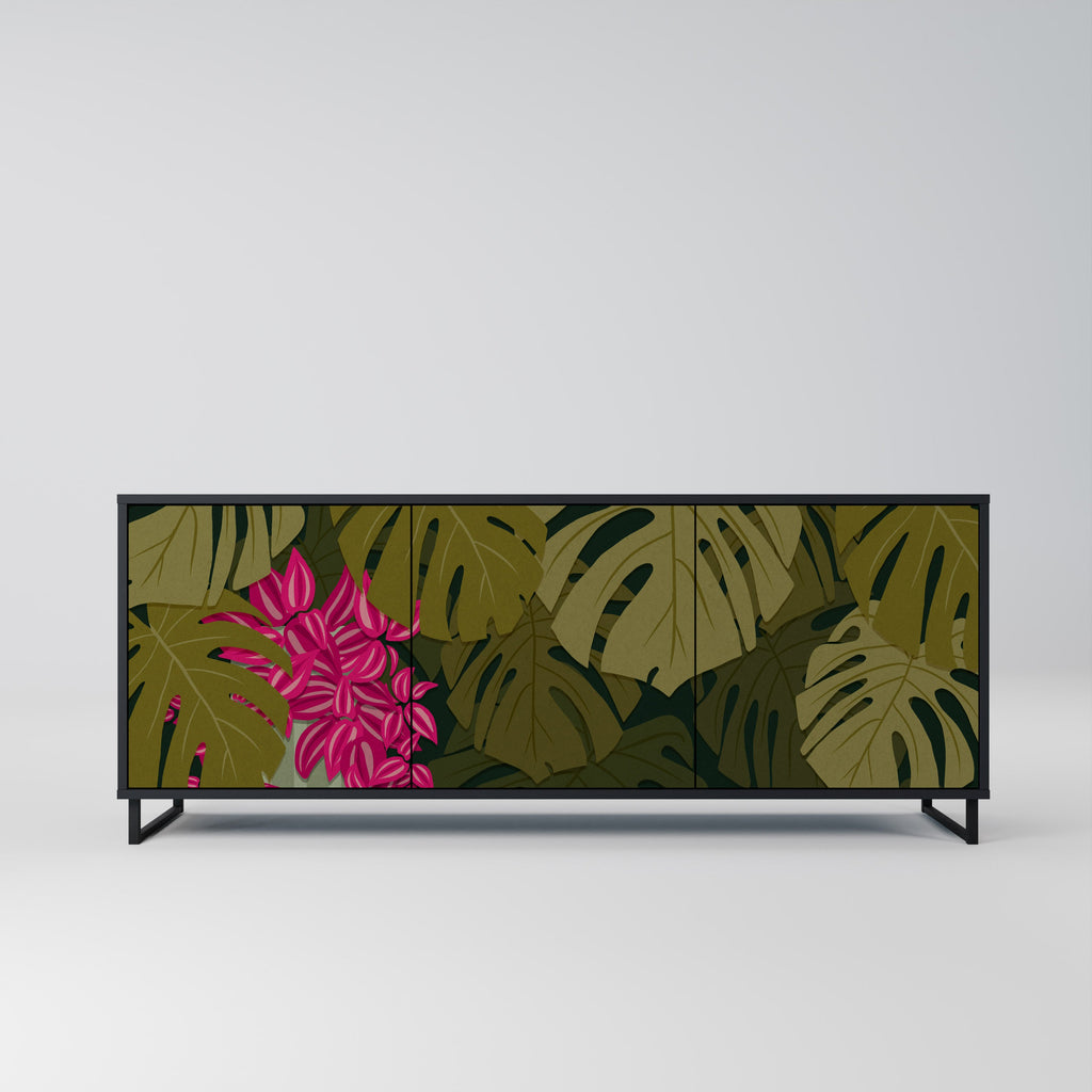 Buffet 3 portes TROPICAL BEAUTY en finition noire