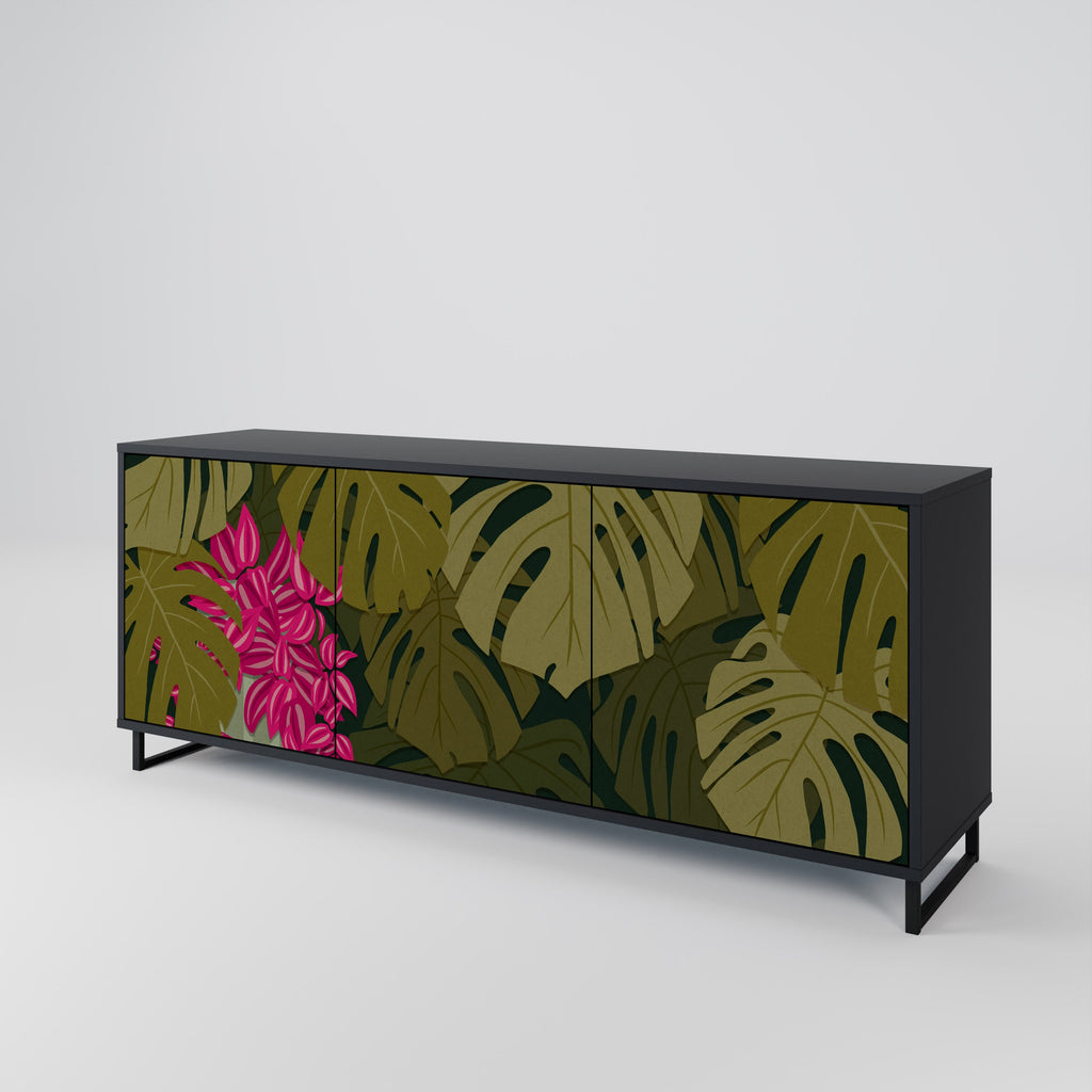 Buffet 3 portes TROPICAL BEAUTY en finition noire