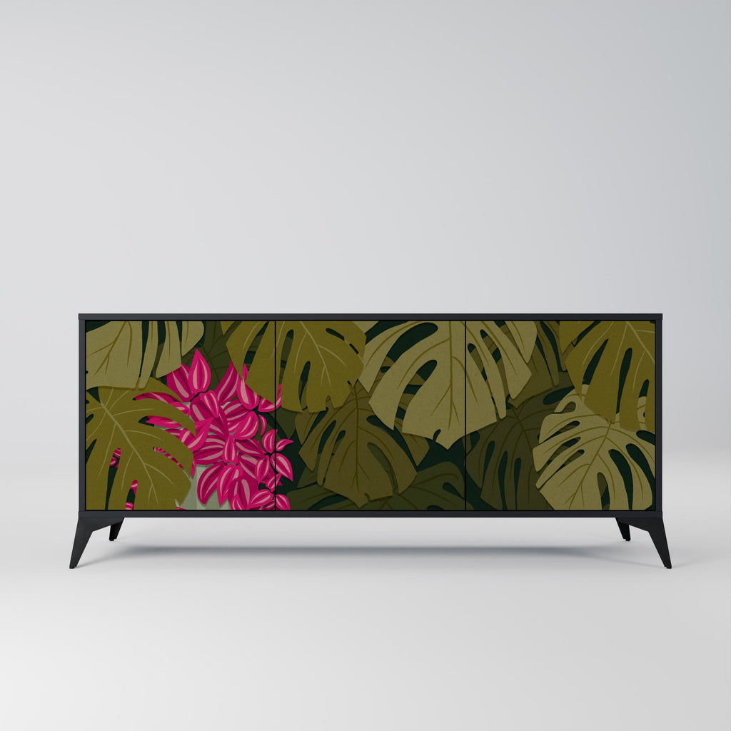 Buffet 3 portes TROPICAL BEAUTY en finition noire