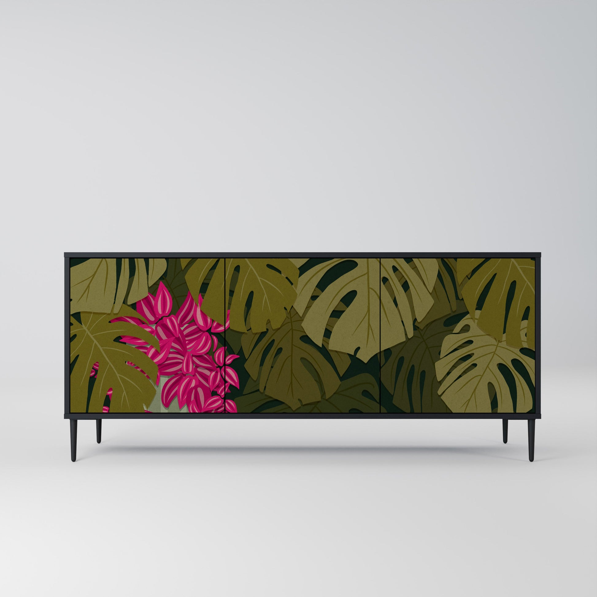 Buffet 3 portes TROPICAL BEAUTY en finition noire