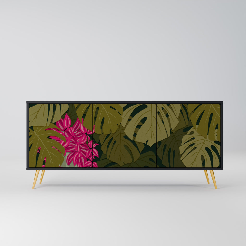 Buffet 3 portes TROPICAL BEAUTY en finition noire