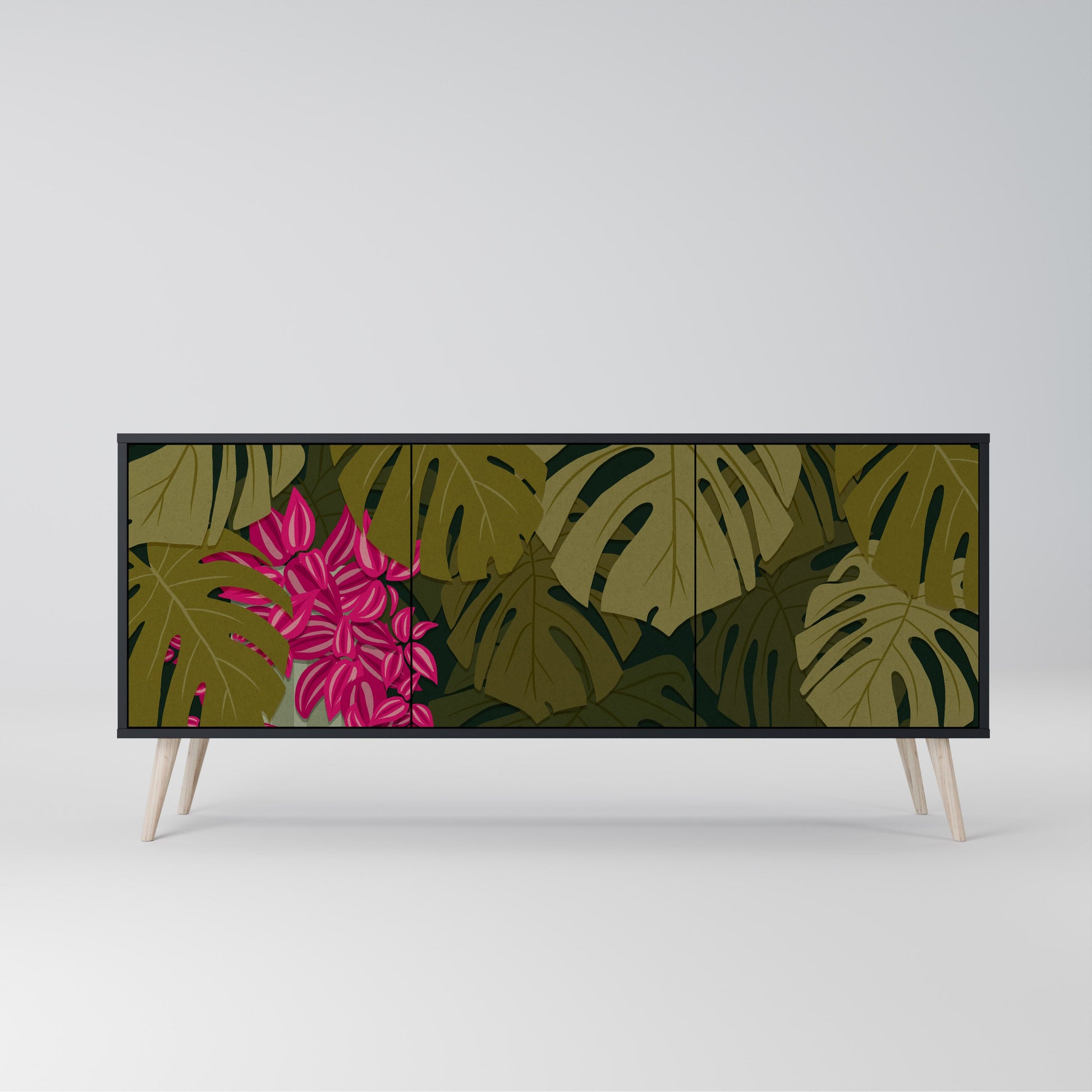 Buffet 3 portes TROPICAL BEAUTY en finition noire