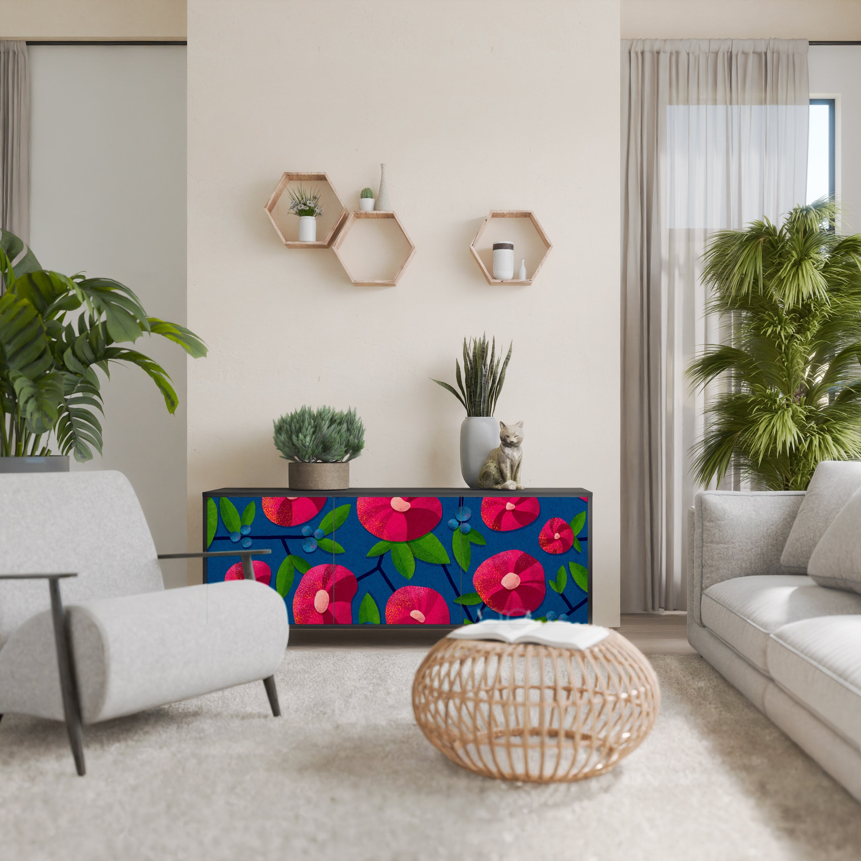 Buffet 3 portes SPRING THOUGHTS en finition noire