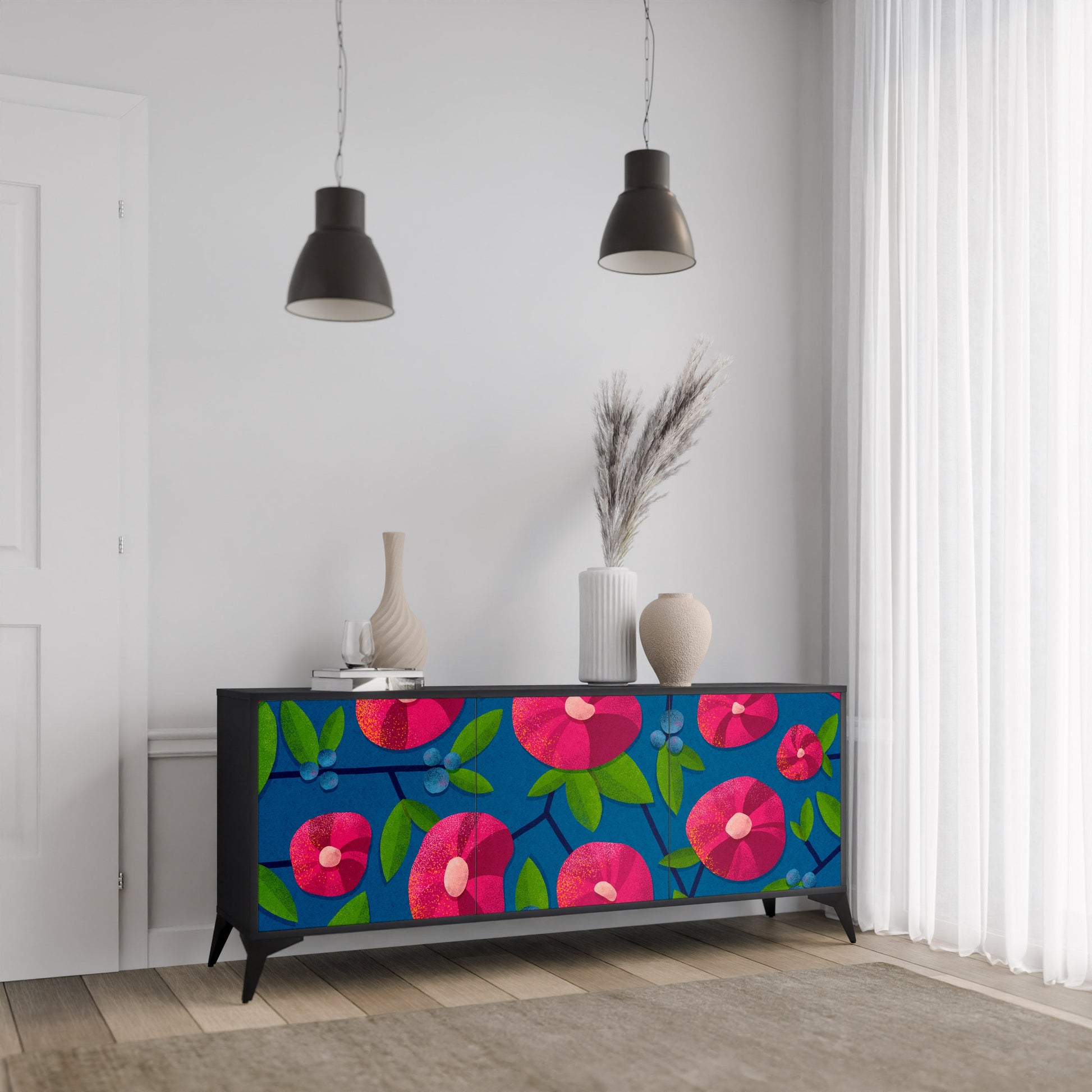 Buffet 3 portes SPRING THOUGHTS en finition noire