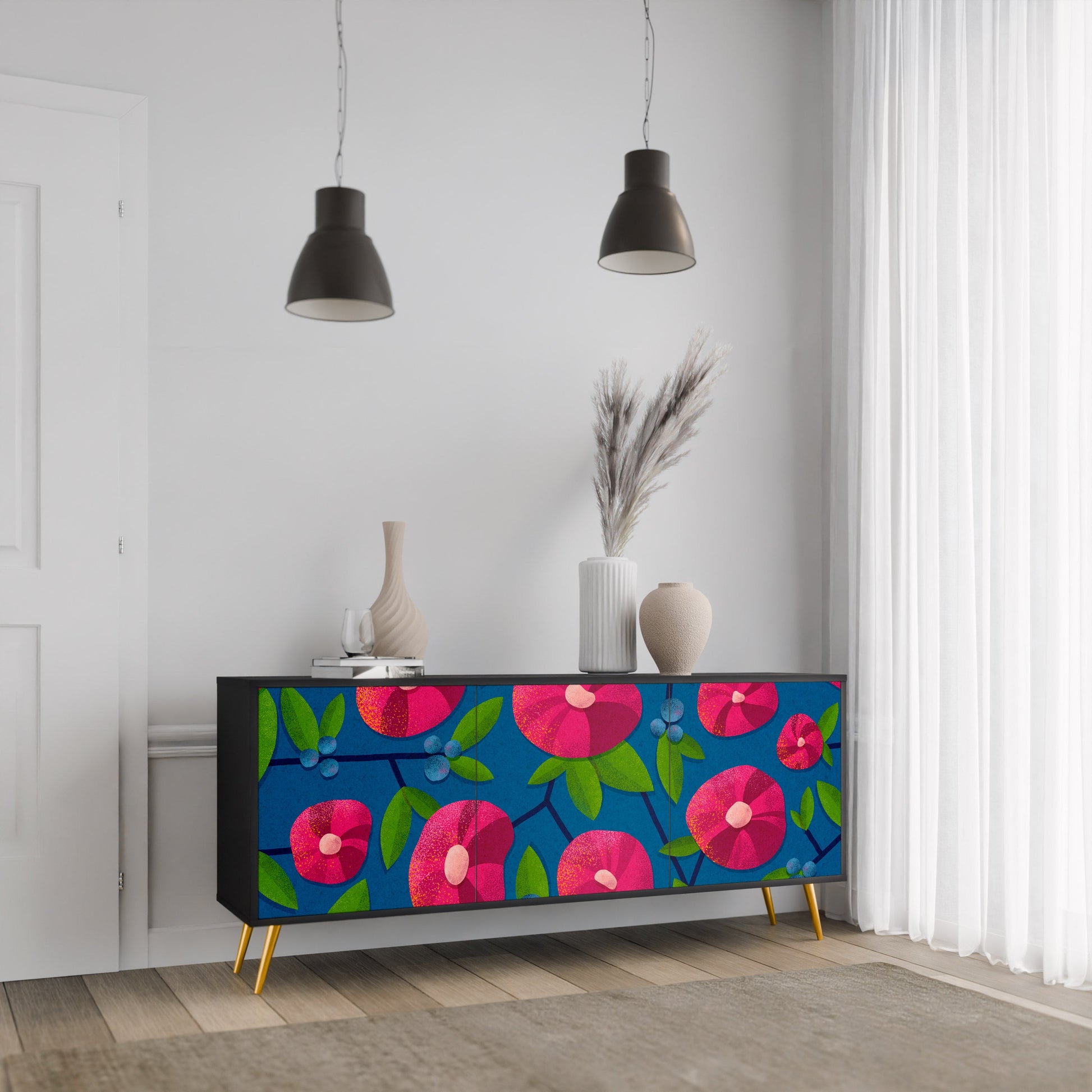 Buffet 3 portes SPRING THOUGHTS en finition noire