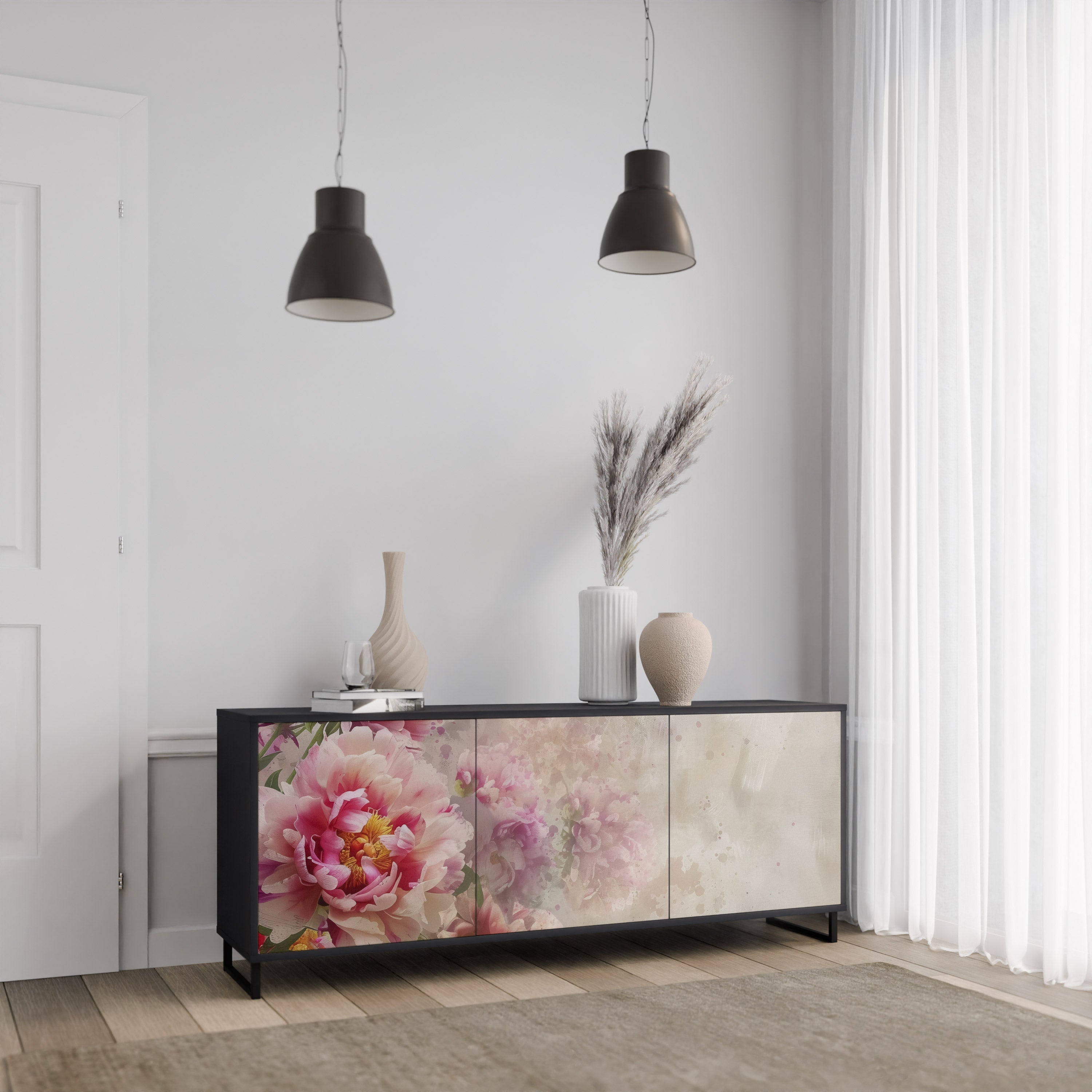 Buffet 3 portes PEONY WHISPER finition noire